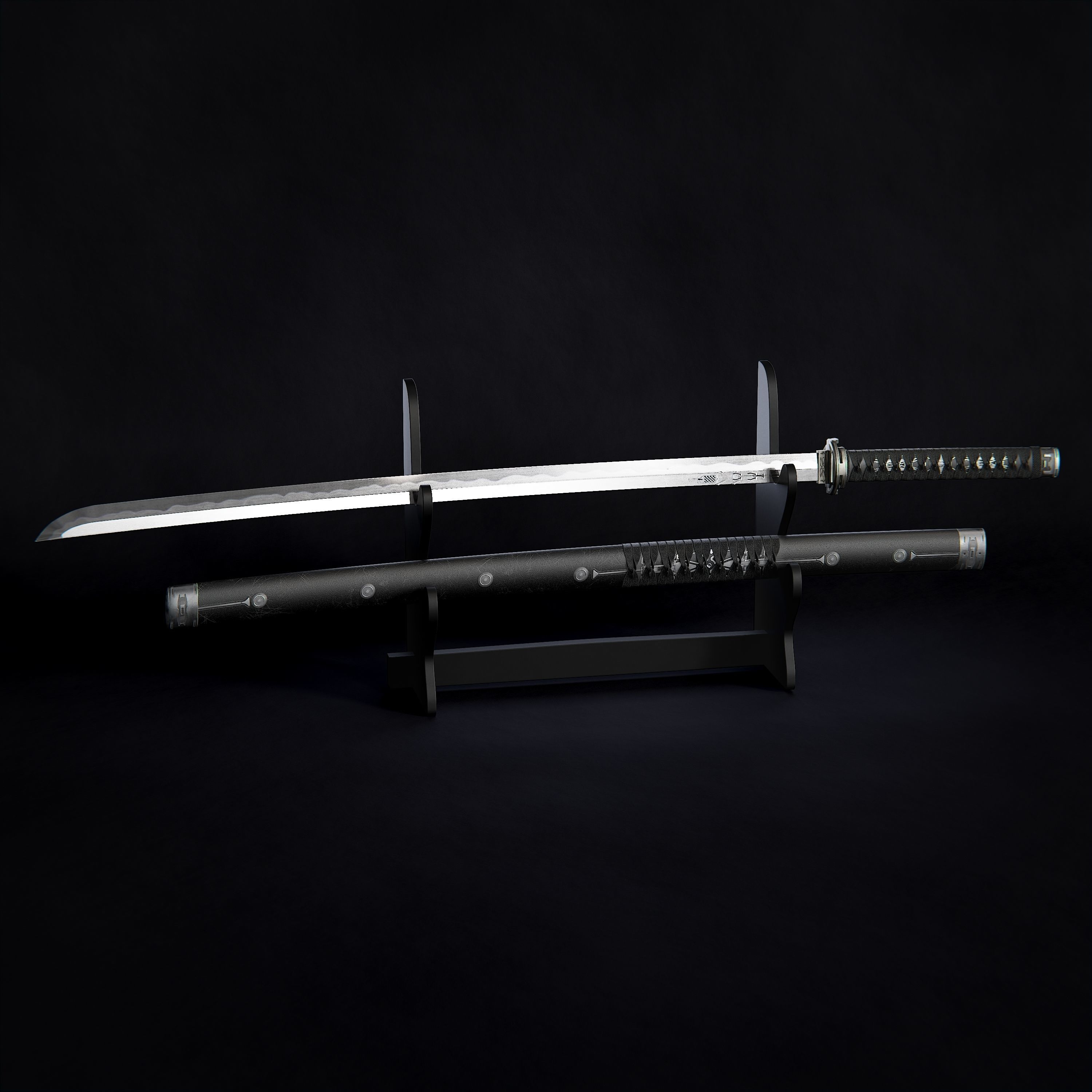 Katana Sword Sci Fi Design Low-poly 3D model_1