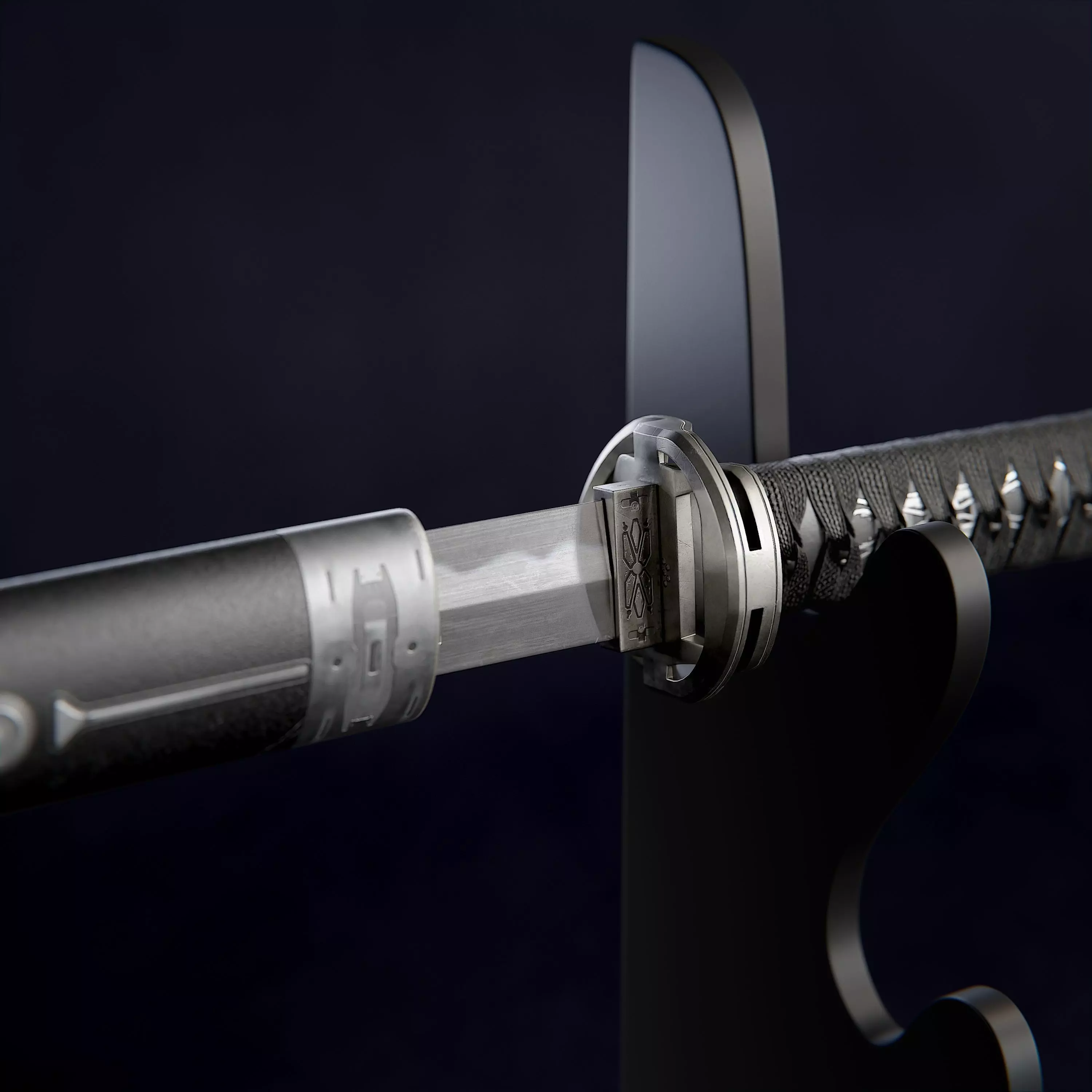 Katana Sword Sci Fi Design Low-poly 3D model_0