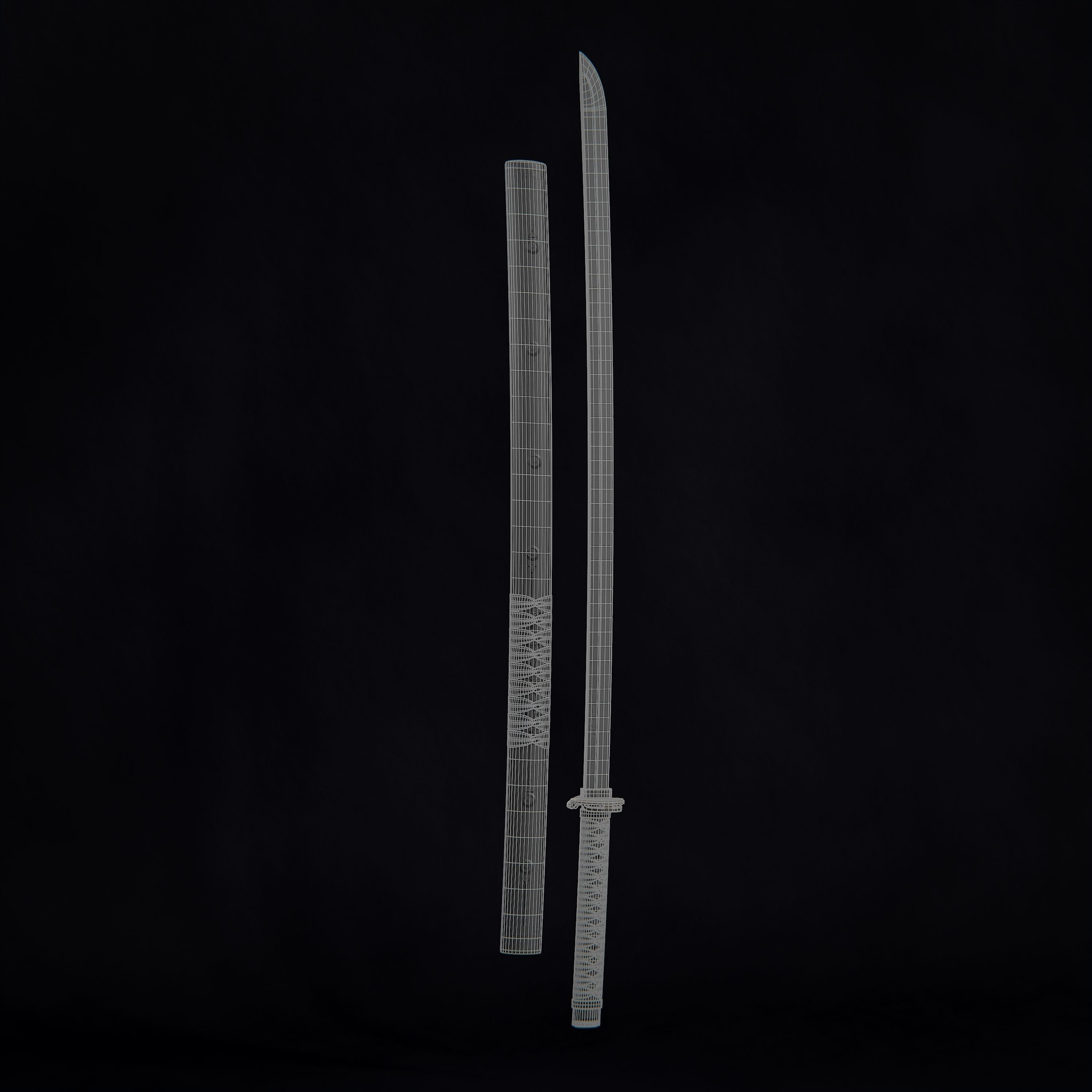 Katana Sword Sci Fi Design Low-poly 3D model_9