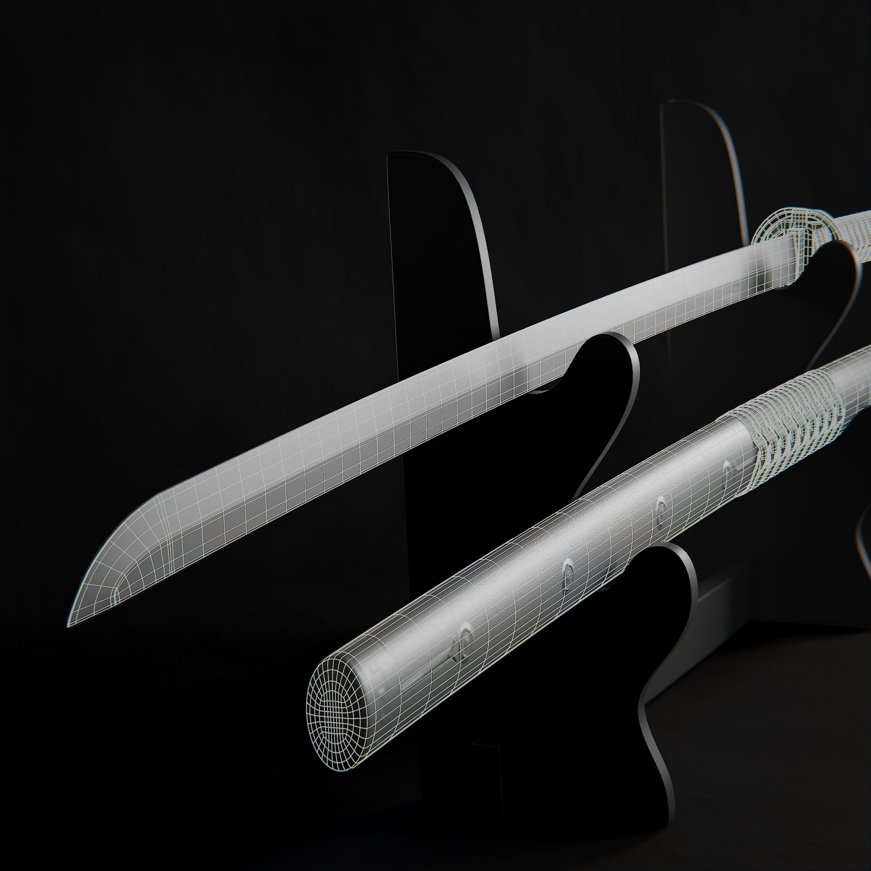 Katana Sword Sci Fi Design Low-poly 3D model_7