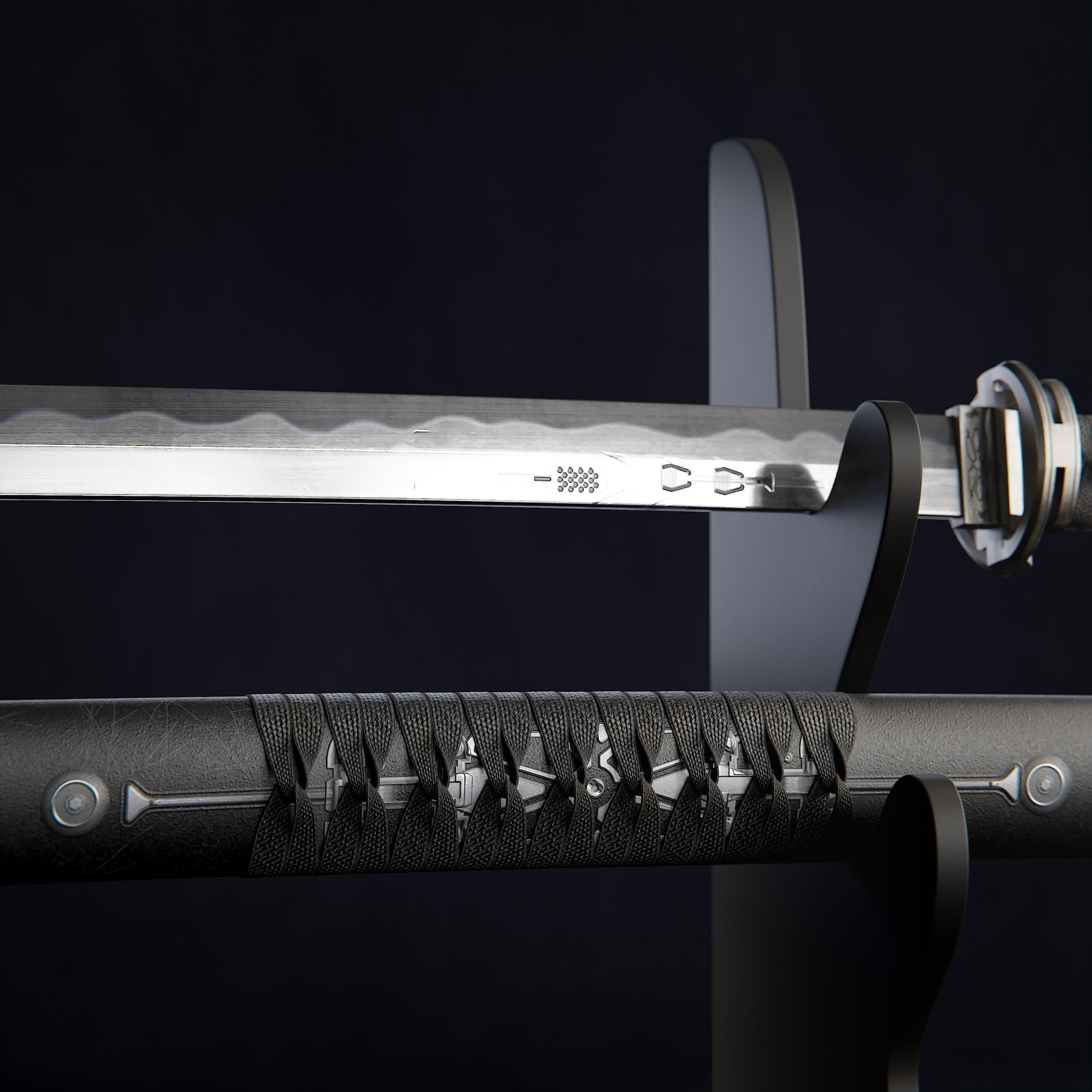 Katana Sword Sci Fi Design Low-poly 3D model_3