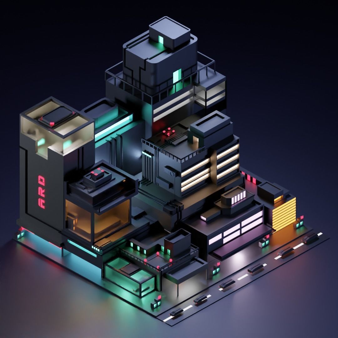 Neon Dream Low-poly 3D model_1