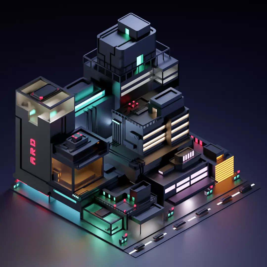 Neon Dream Low-poly 3D model_0