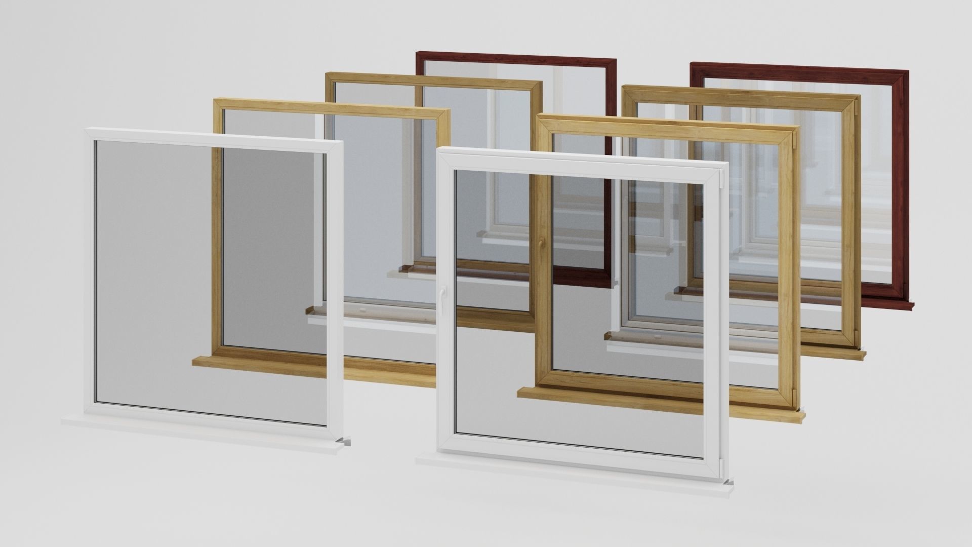 House windows 001 Low-poly 3D model_1