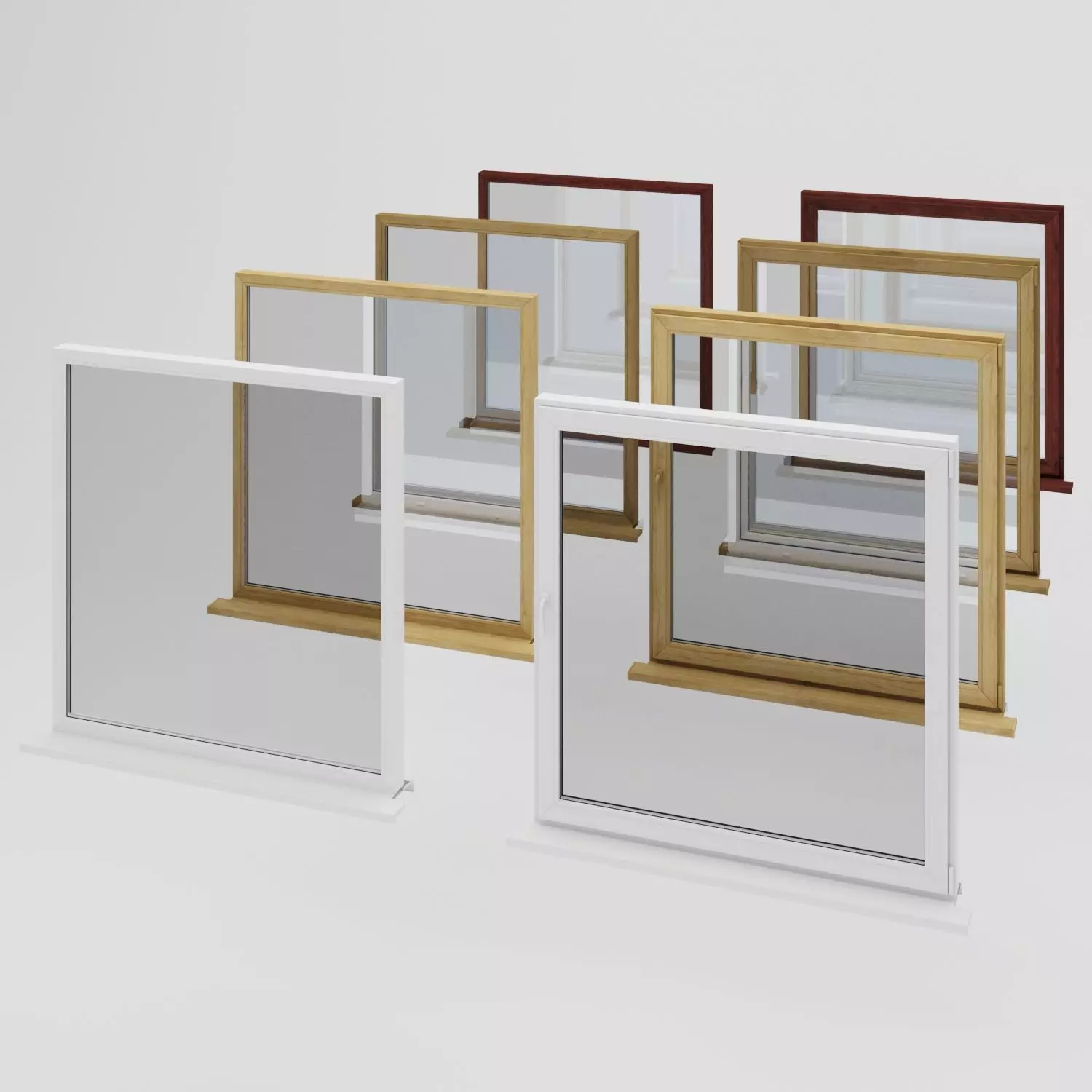 House windows 001 Low-poly 3D model_0