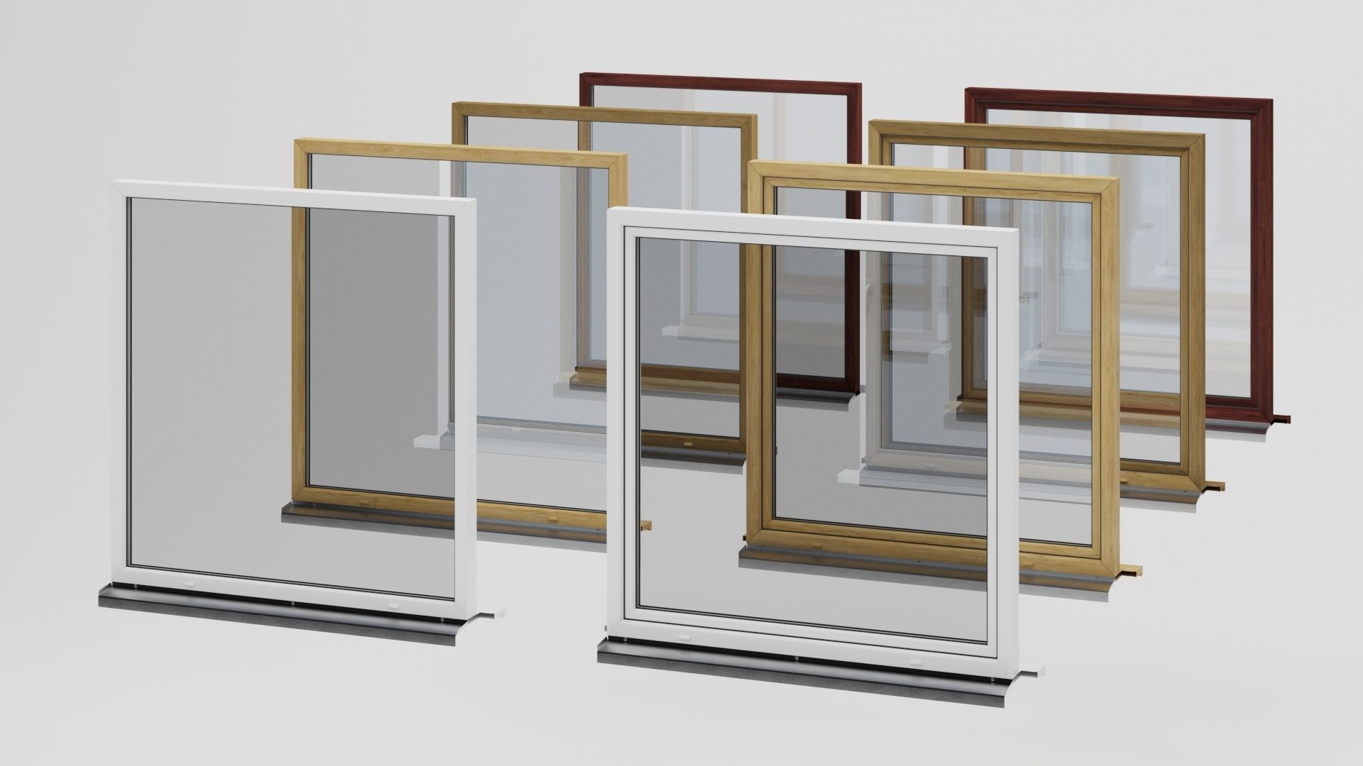 House windows 001 Low-poly 3D model_2