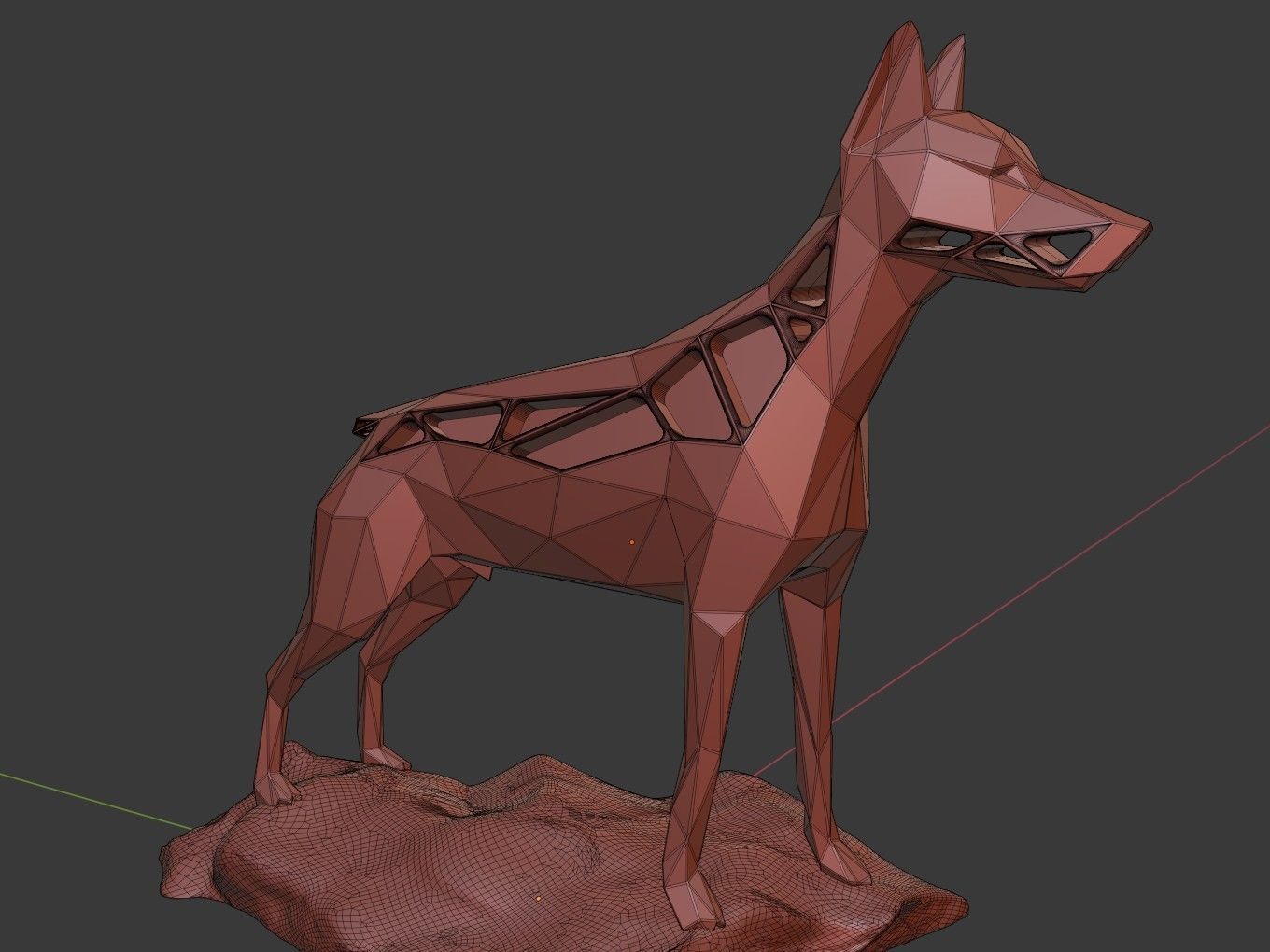 Voronoi Doberman Pinscher Rock 3D print model_10
