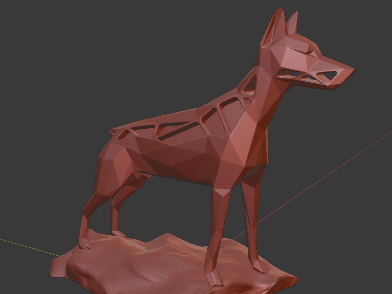 Voronoi Doberman Pinscher Rock 3D print model_11