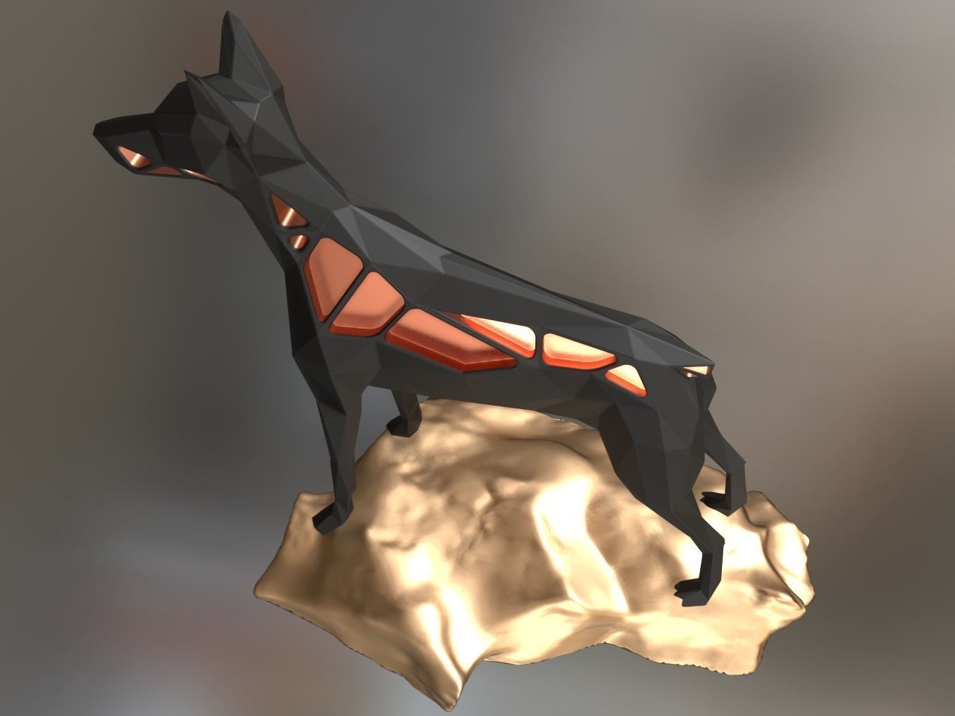 Voronoi Doberman Pinscher Rock 3D print model_4