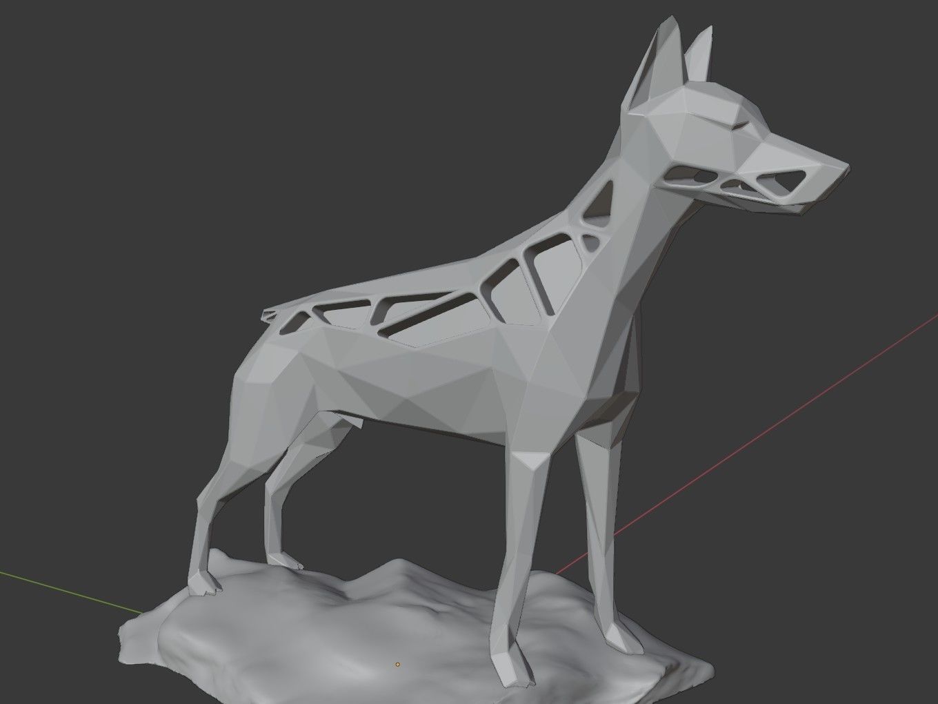 Voronoi Doberman Pinscher Rock 3D print model_8