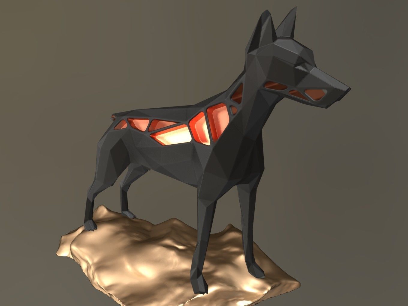 Voronoi Doberman Pinscher Rock 3D print model_6