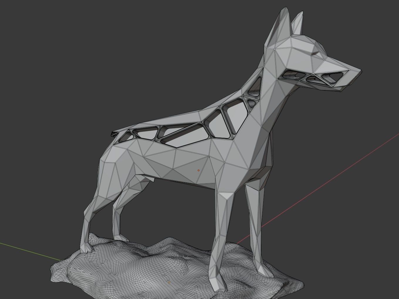 Voronoi Doberman Pinscher Rock 3D print model_9