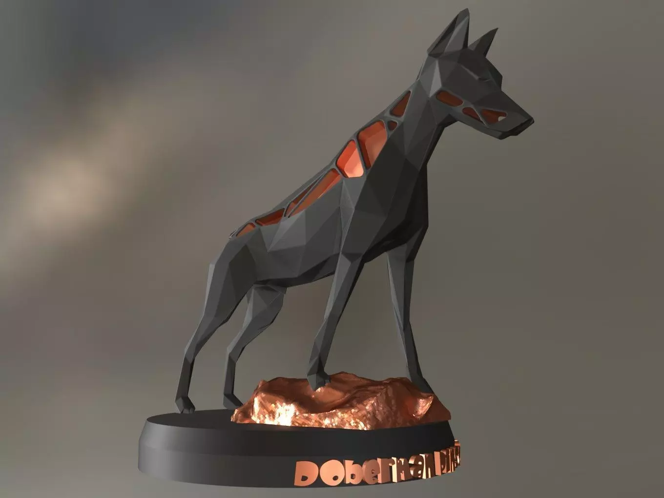 Voronoi Doberman Pinscher 3D print model