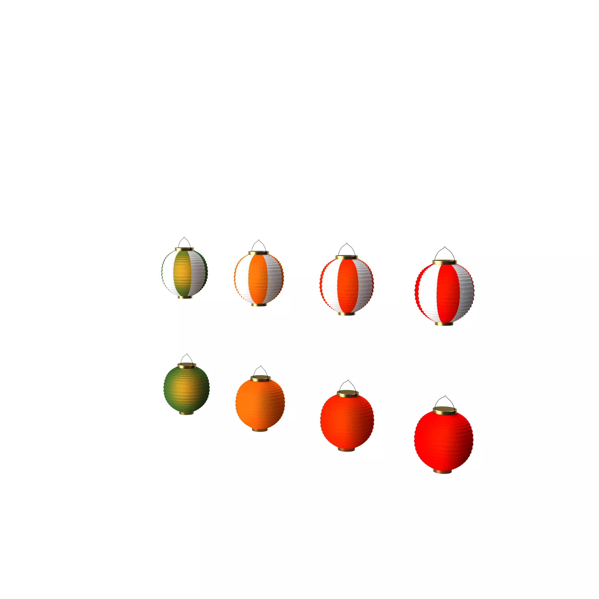 Japan Paper Lanterns 3D model_0