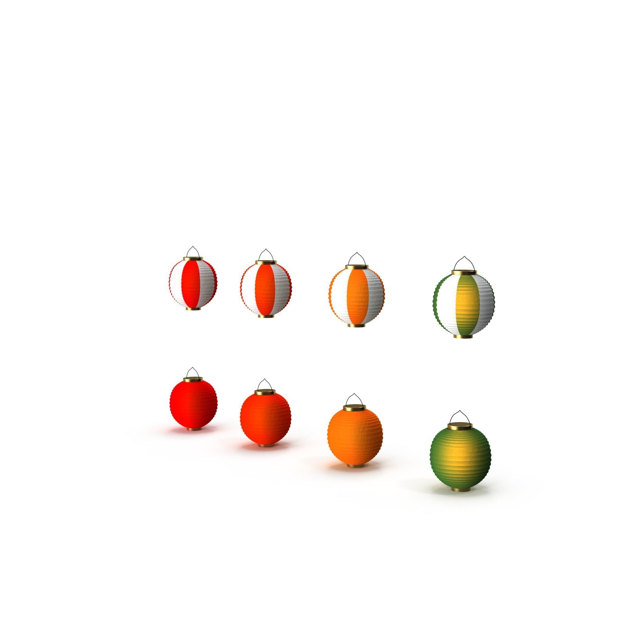 Japan Paper Lanterns 3D model_1