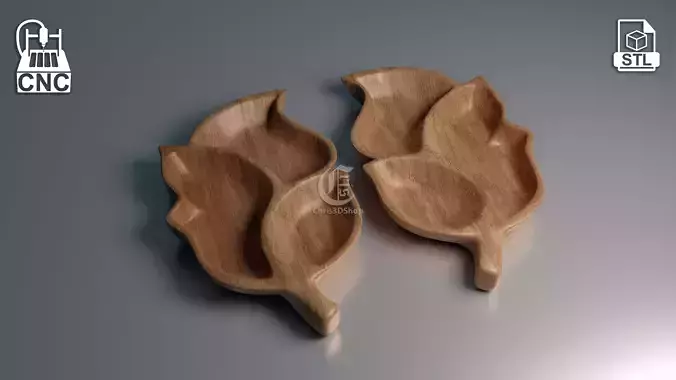 Mirrored Leaf Shaped Trays 