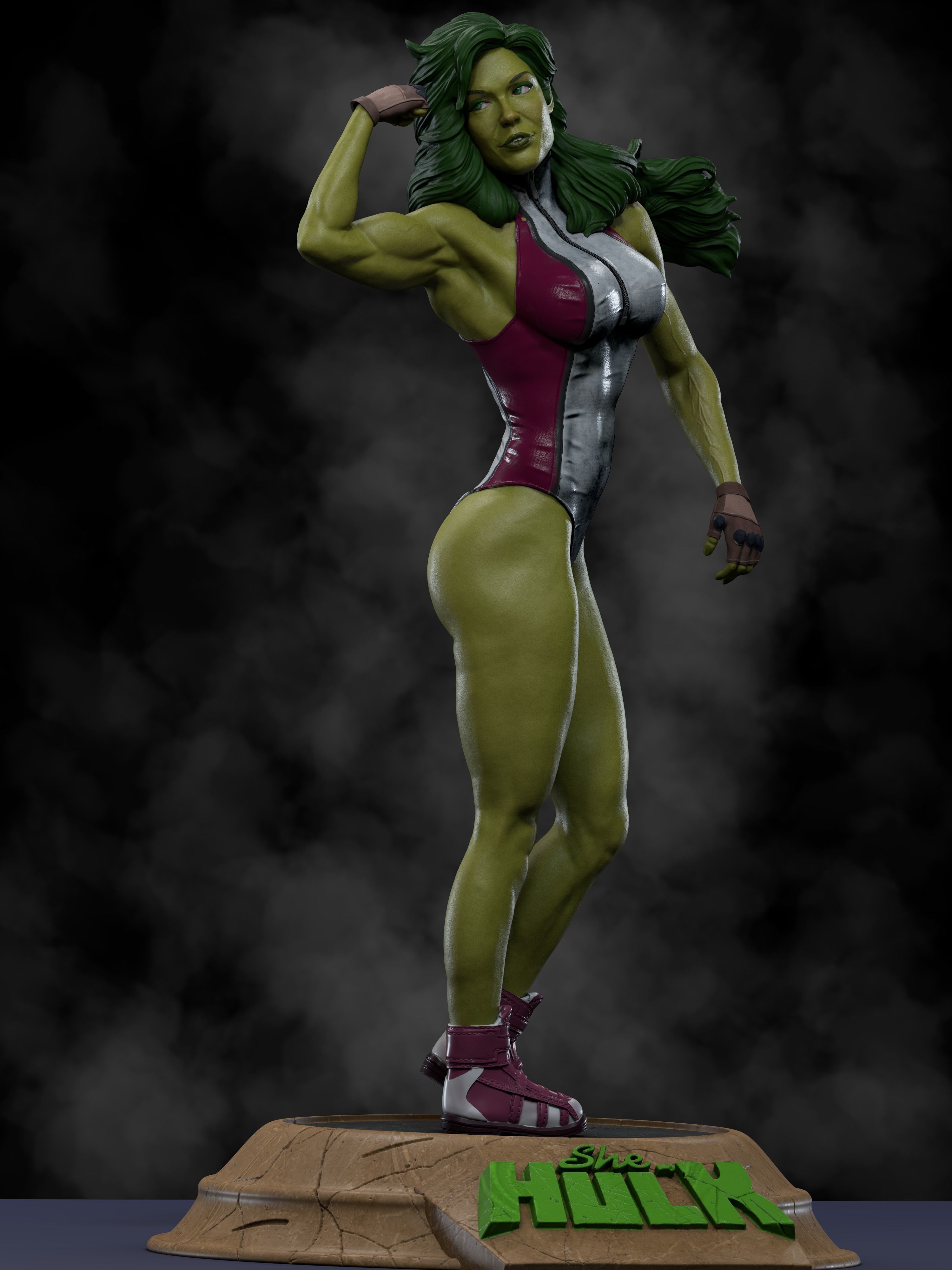 She-Hulk 3D Print hulk statue 3D print model_3