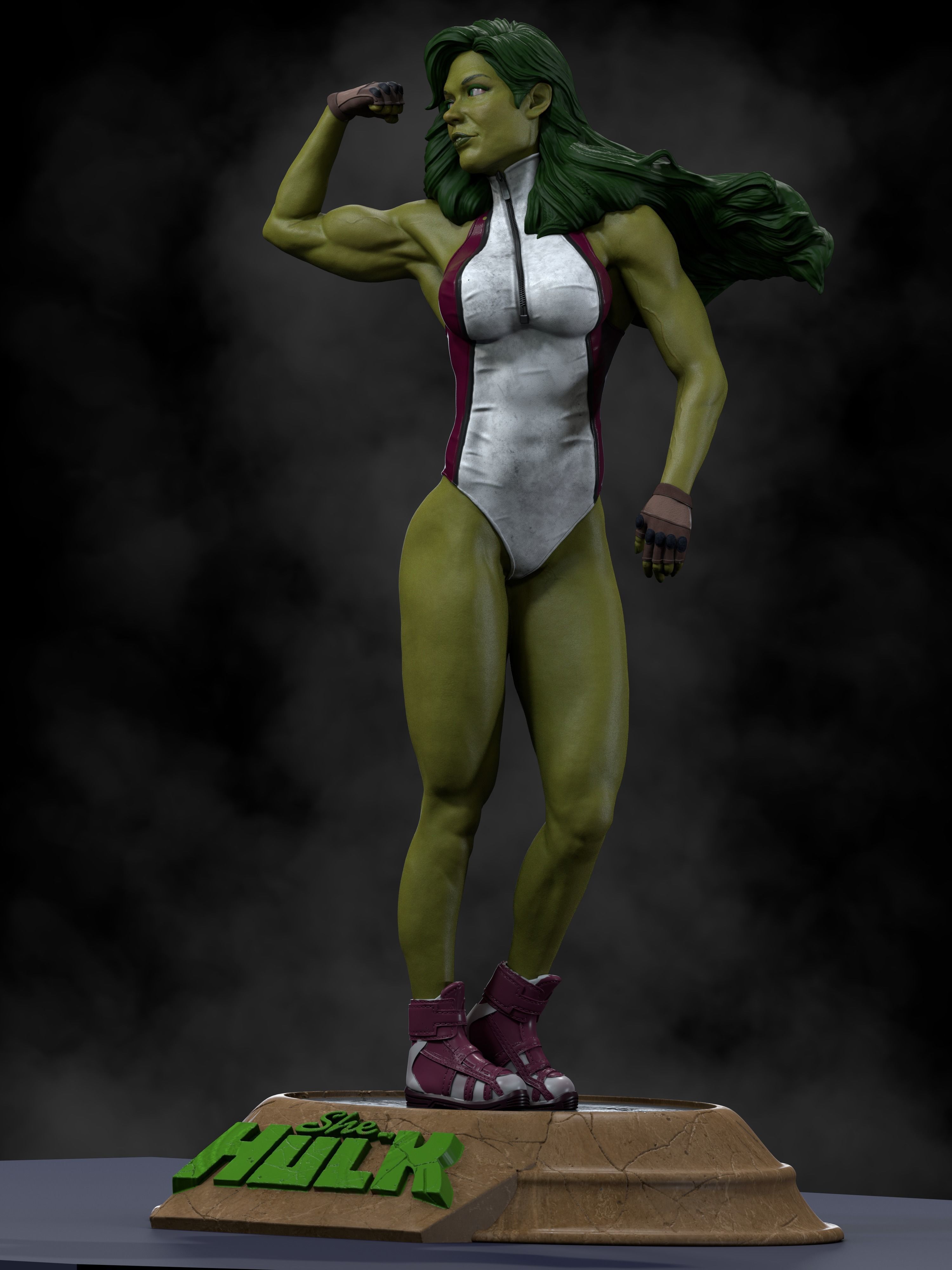 She-Hulk 3D Print hulk statue 3D print model_6