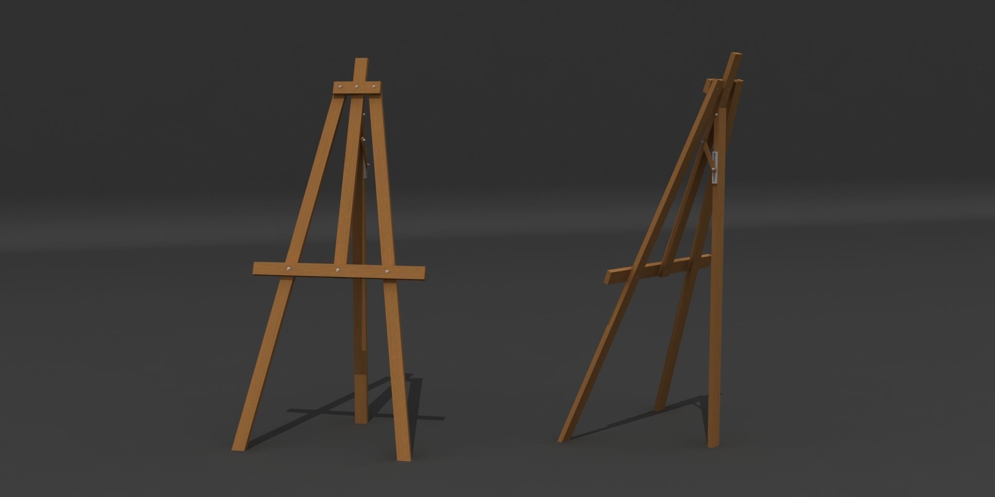 Easel wooden Low-poly 3D model_3