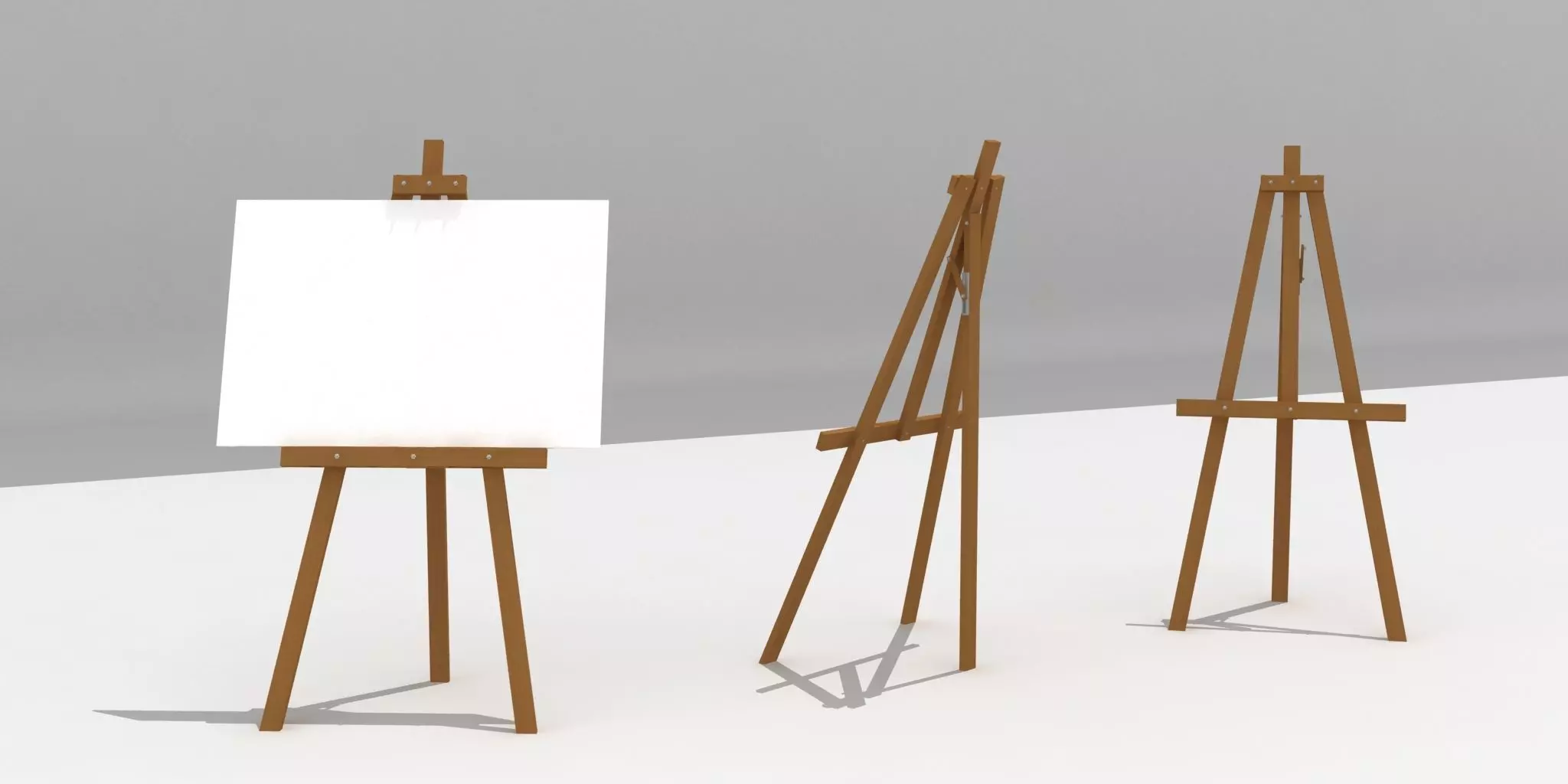 Easel wooden Low-poly 3D model_0