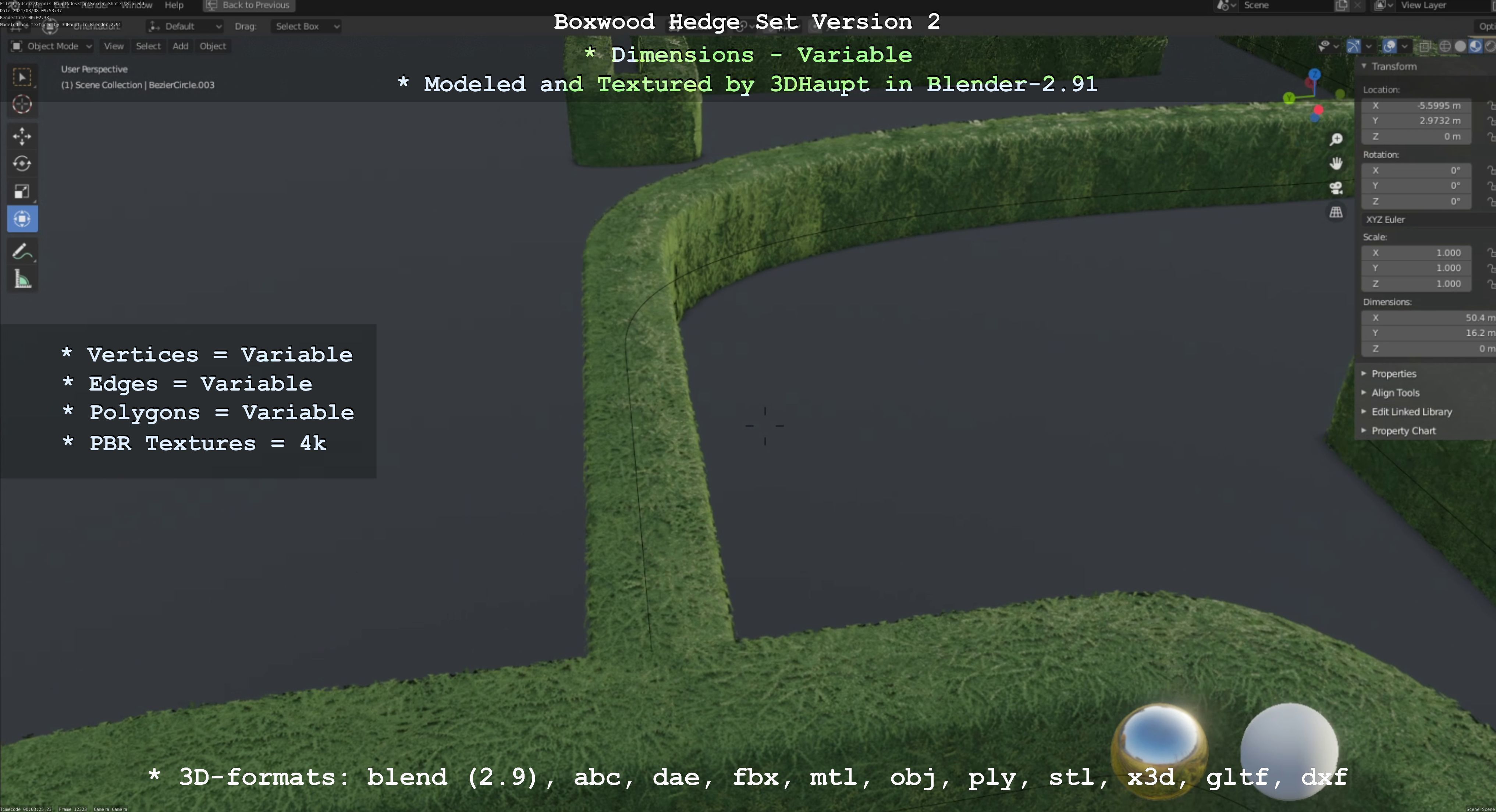 Low-Poly Boxwood Hedge Version 2 Low-poly 3D model_17