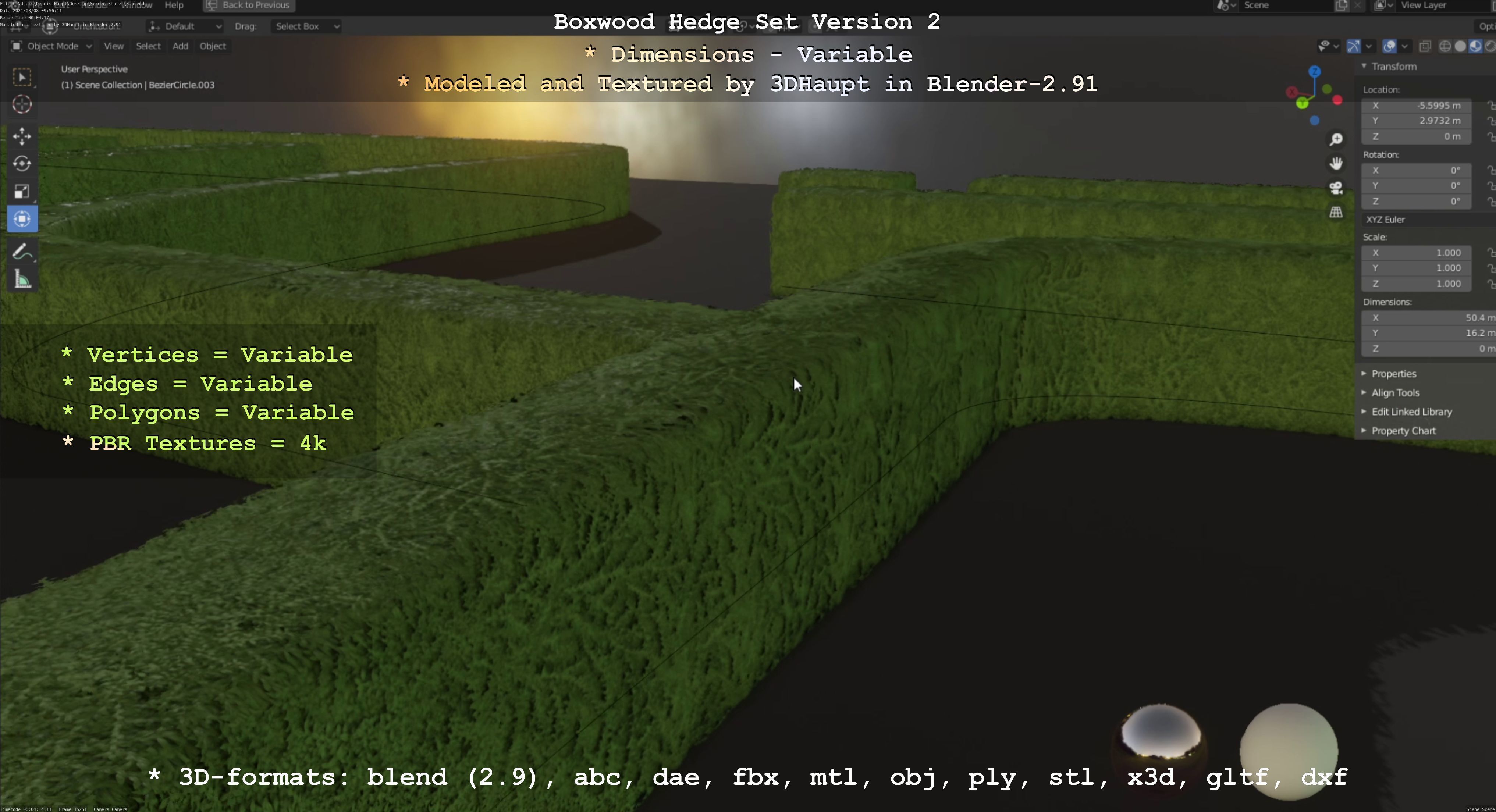 Low-Poly Boxwood Hedge Version 2 Low-poly 3D model_121