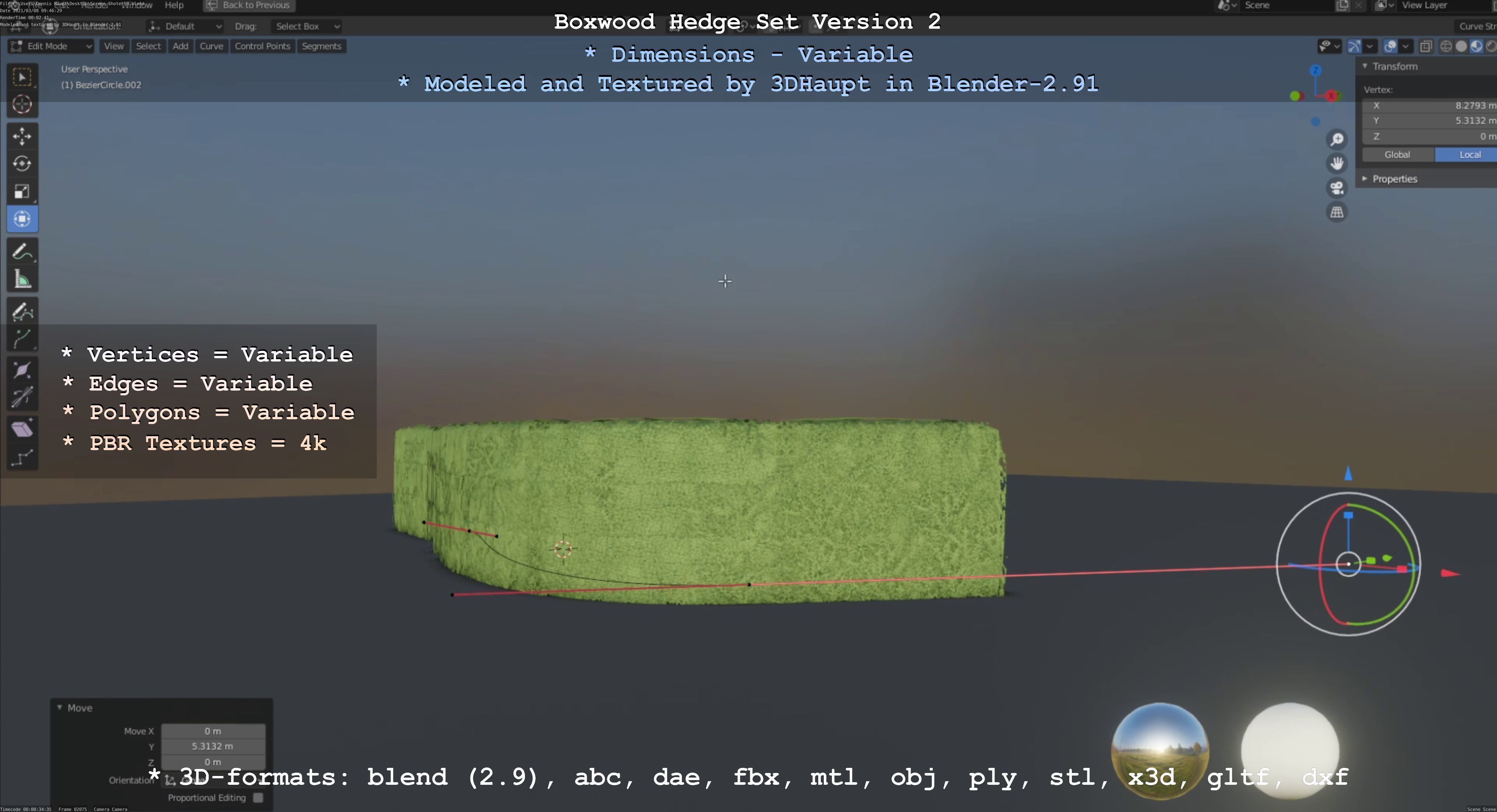 Low-Poly Boxwood Hedge Version 2 Low-poly 3D model_102