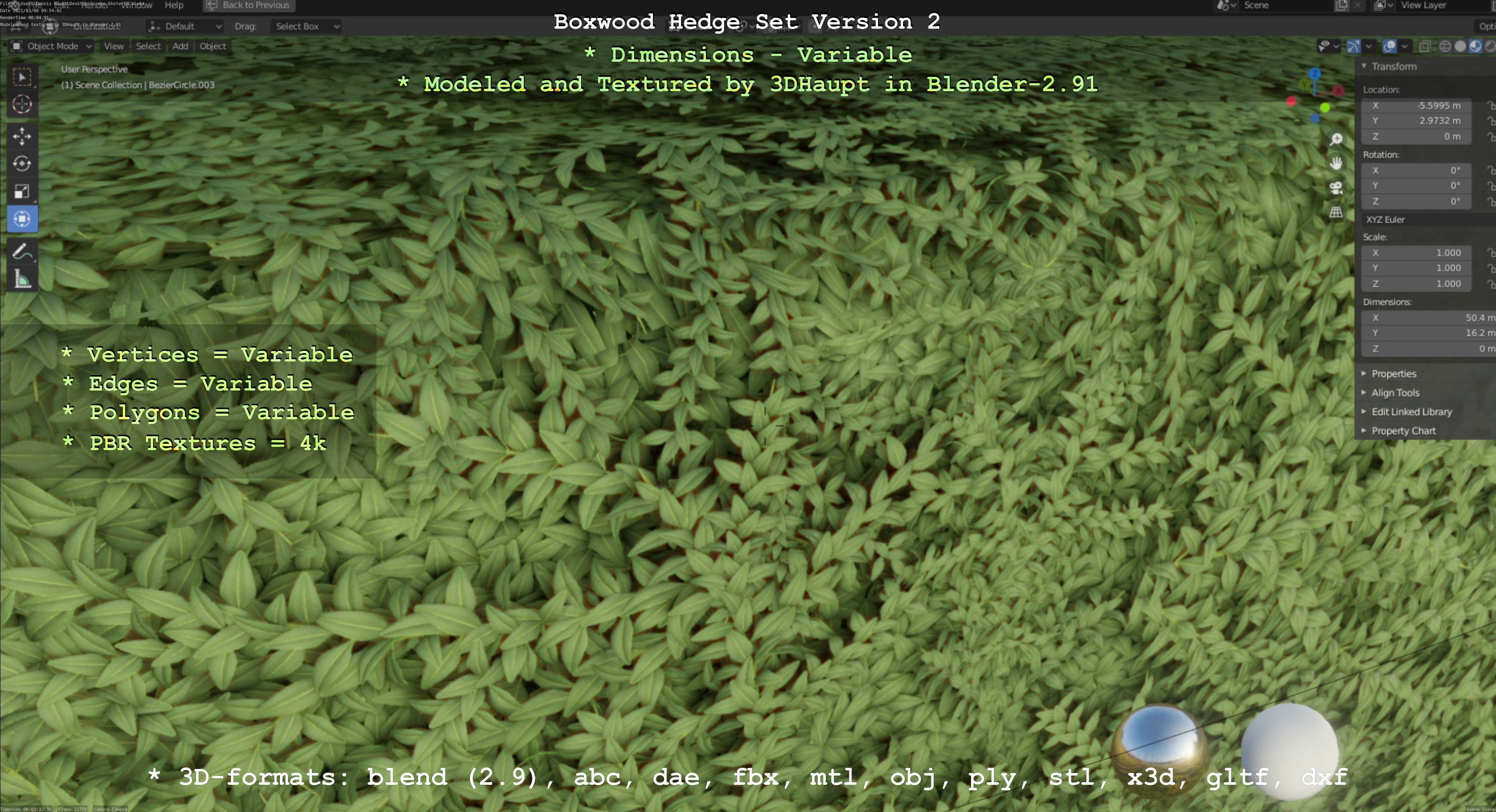 Low-Poly Boxwood Hedge Version 2 Low-poly 3D model_19