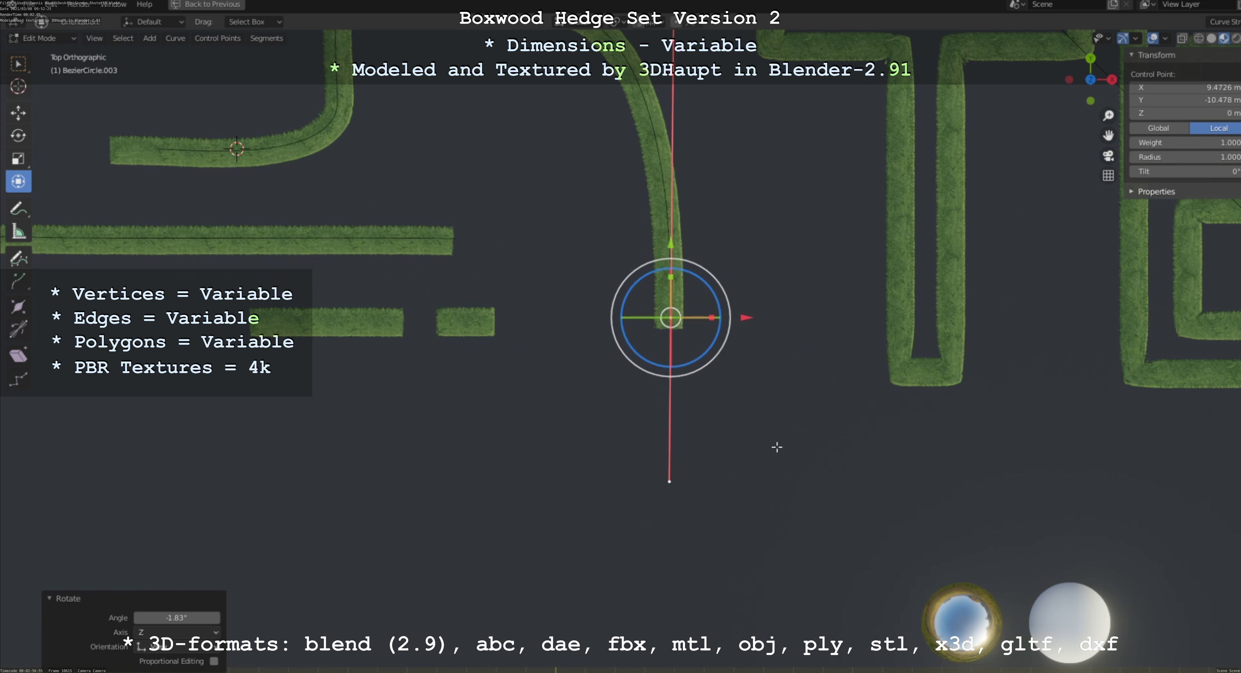 Low-Poly Boxwood Hedge Version 2 Low-poly 3D model_55
