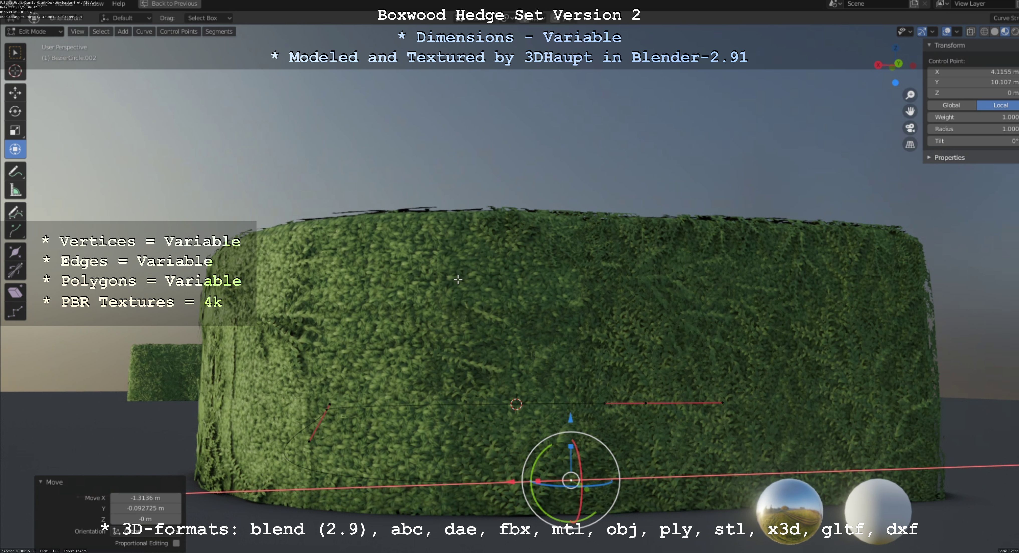 Low-Poly Boxwood Hedge Version 2 Low-poly 3D model_123