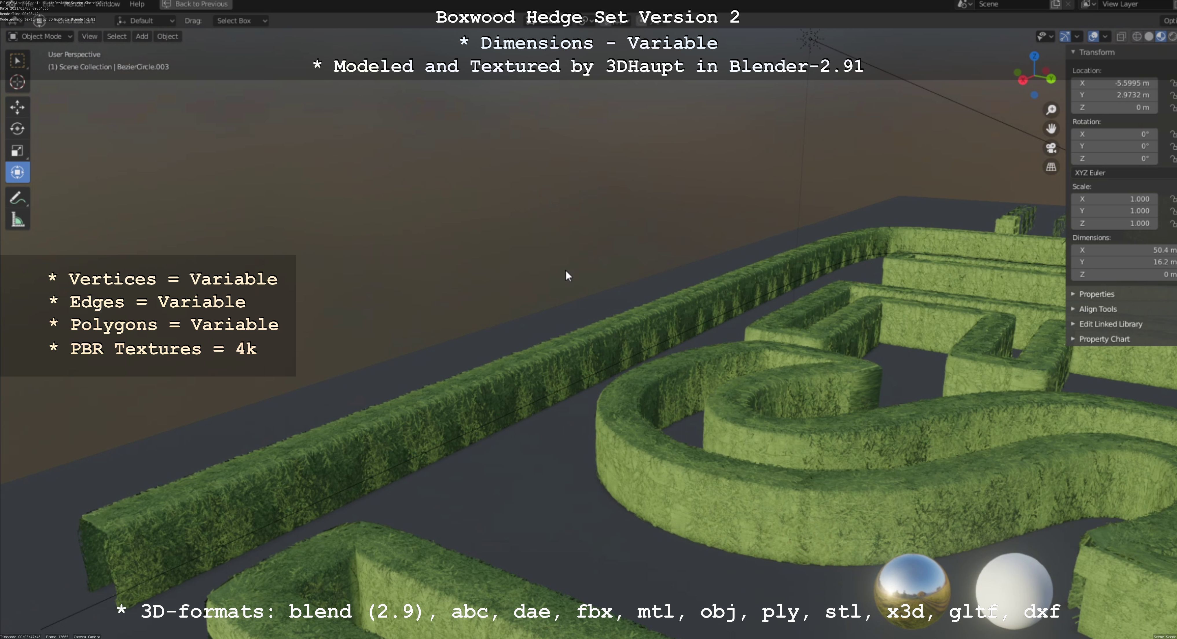 Low-Poly Boxwood Hedge Version 2 Low-poly 3D model_49