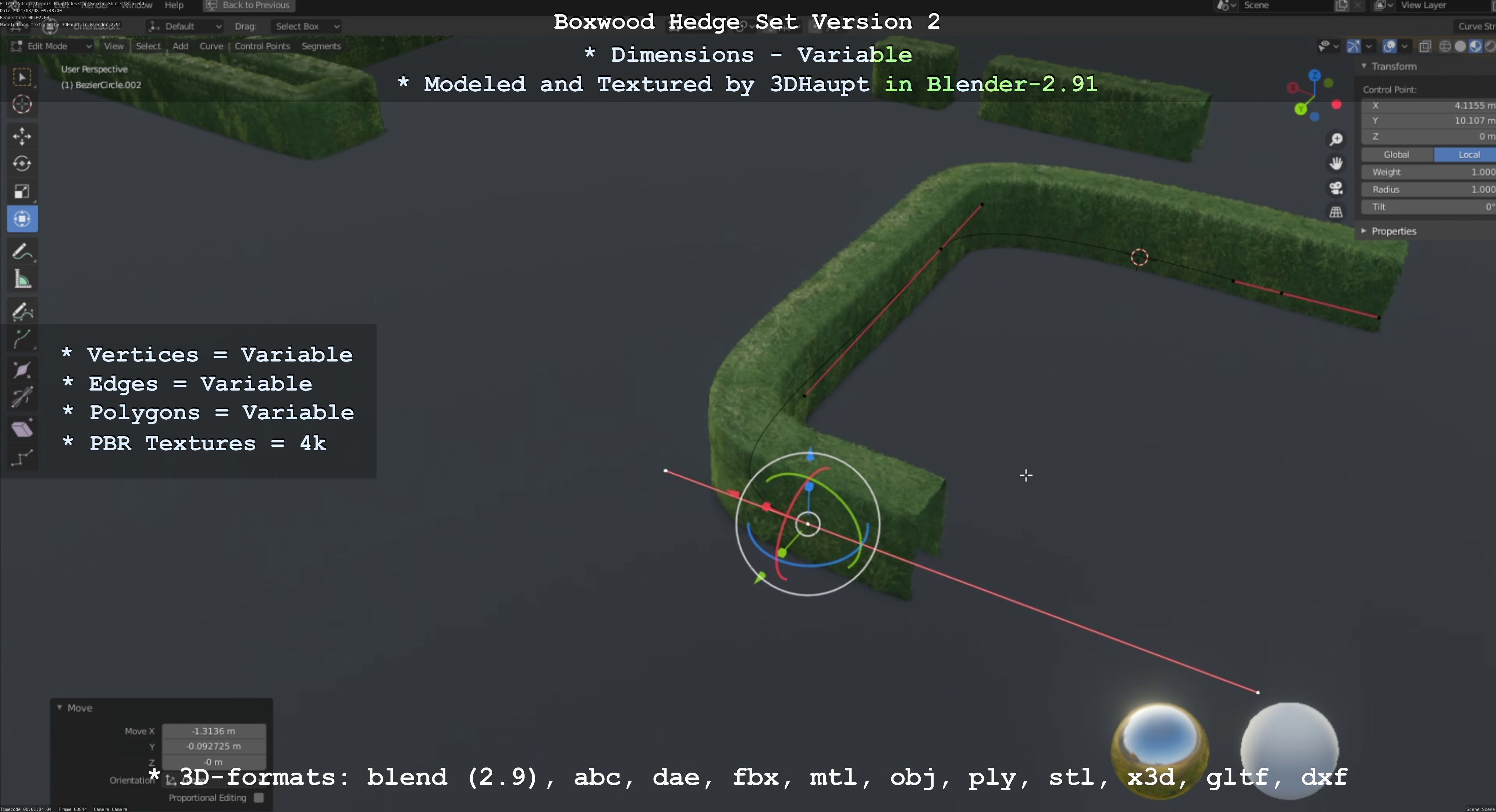 Low-Poly Boxwood Hedge Version 2 Low-poly 3D model_120
