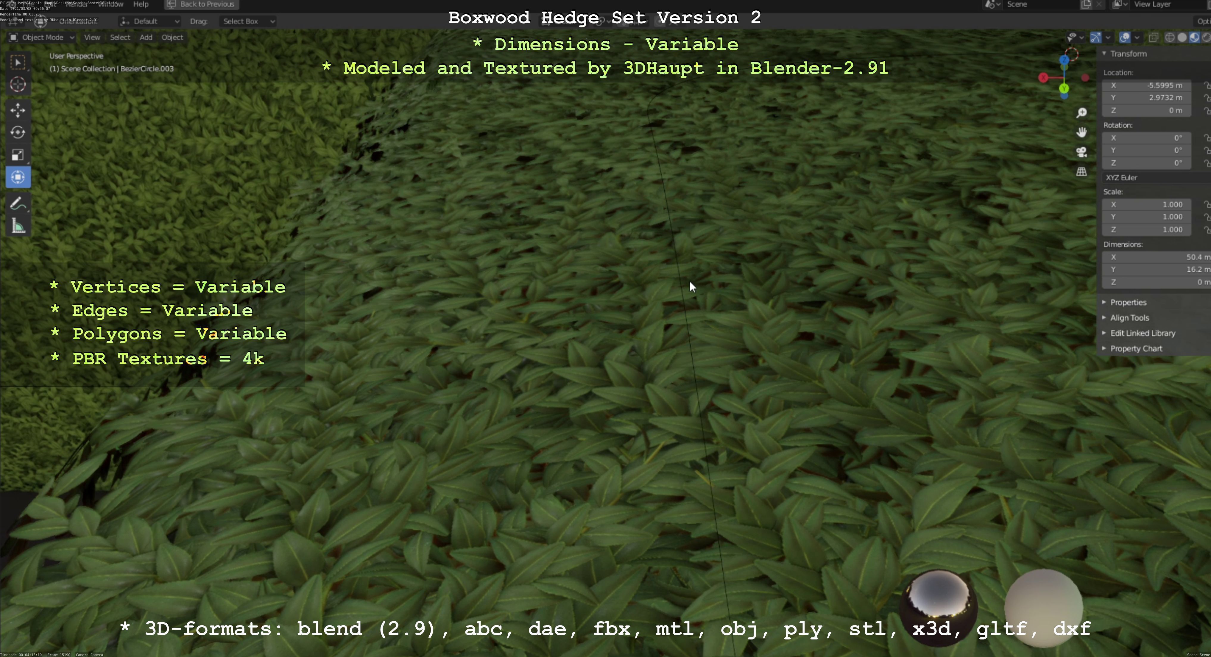 Low-Poly Boxwood Hedge Version 2 Low-poly 3D model_85