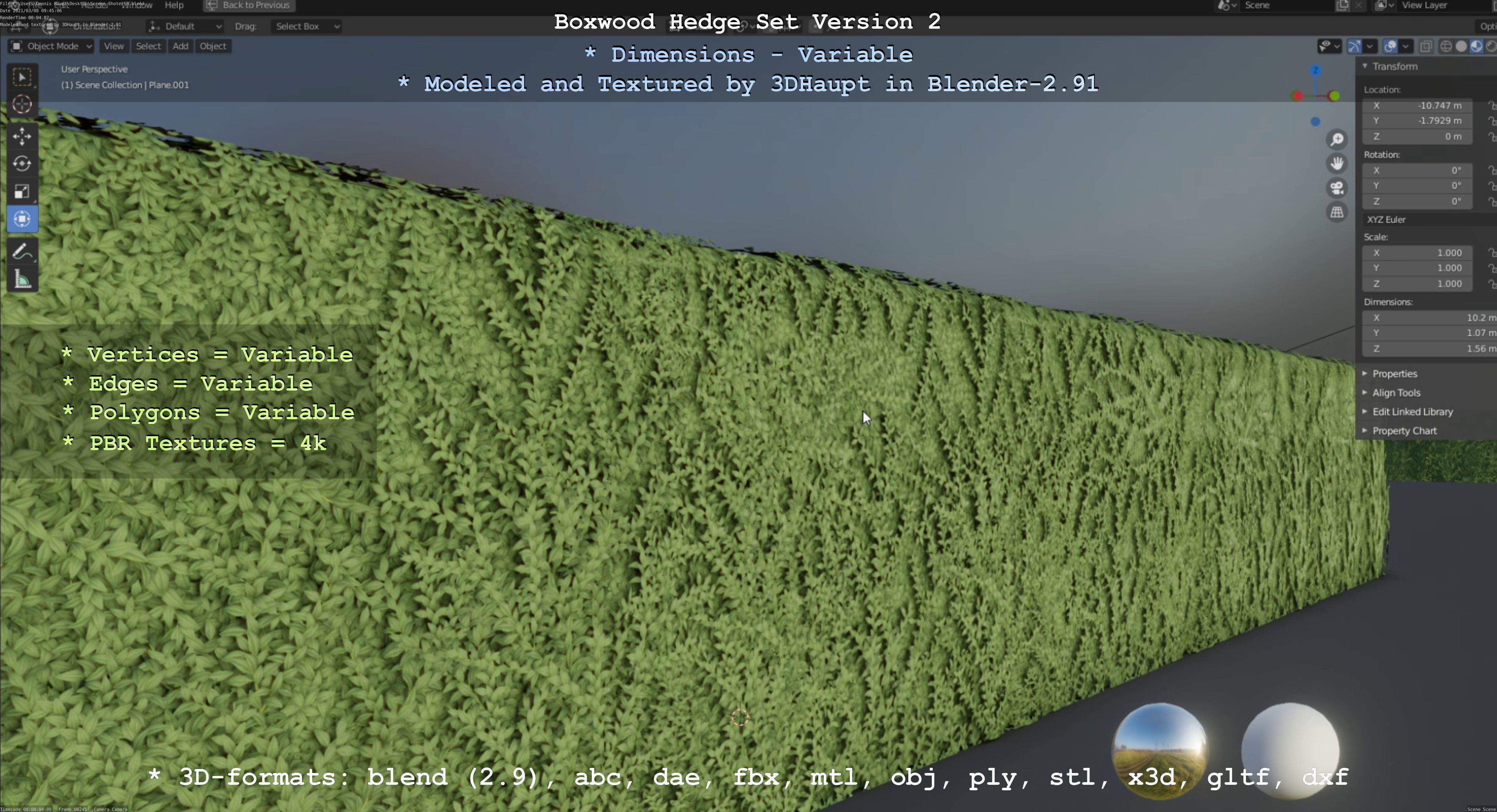 Low-Poly Boxwood Hedge Version 2 Low-poly 3D model_24