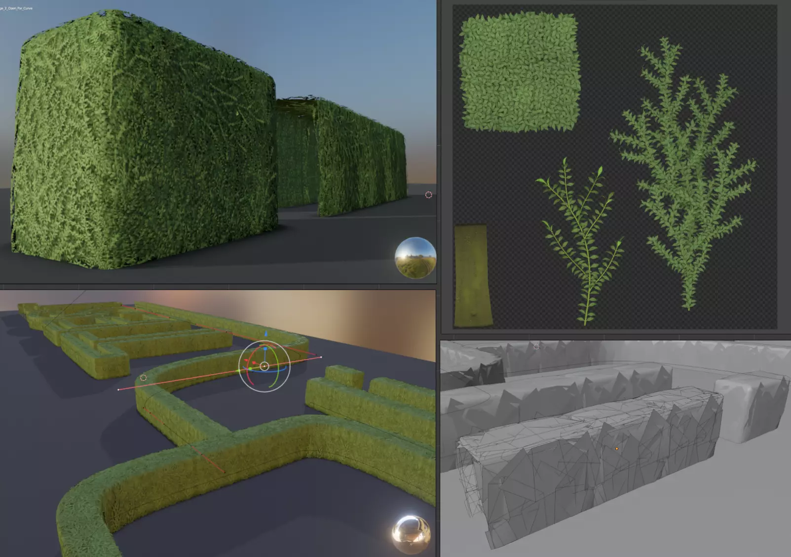 Low-Poly Boxwood Hedge Version 2 Low-poly 3D model_0