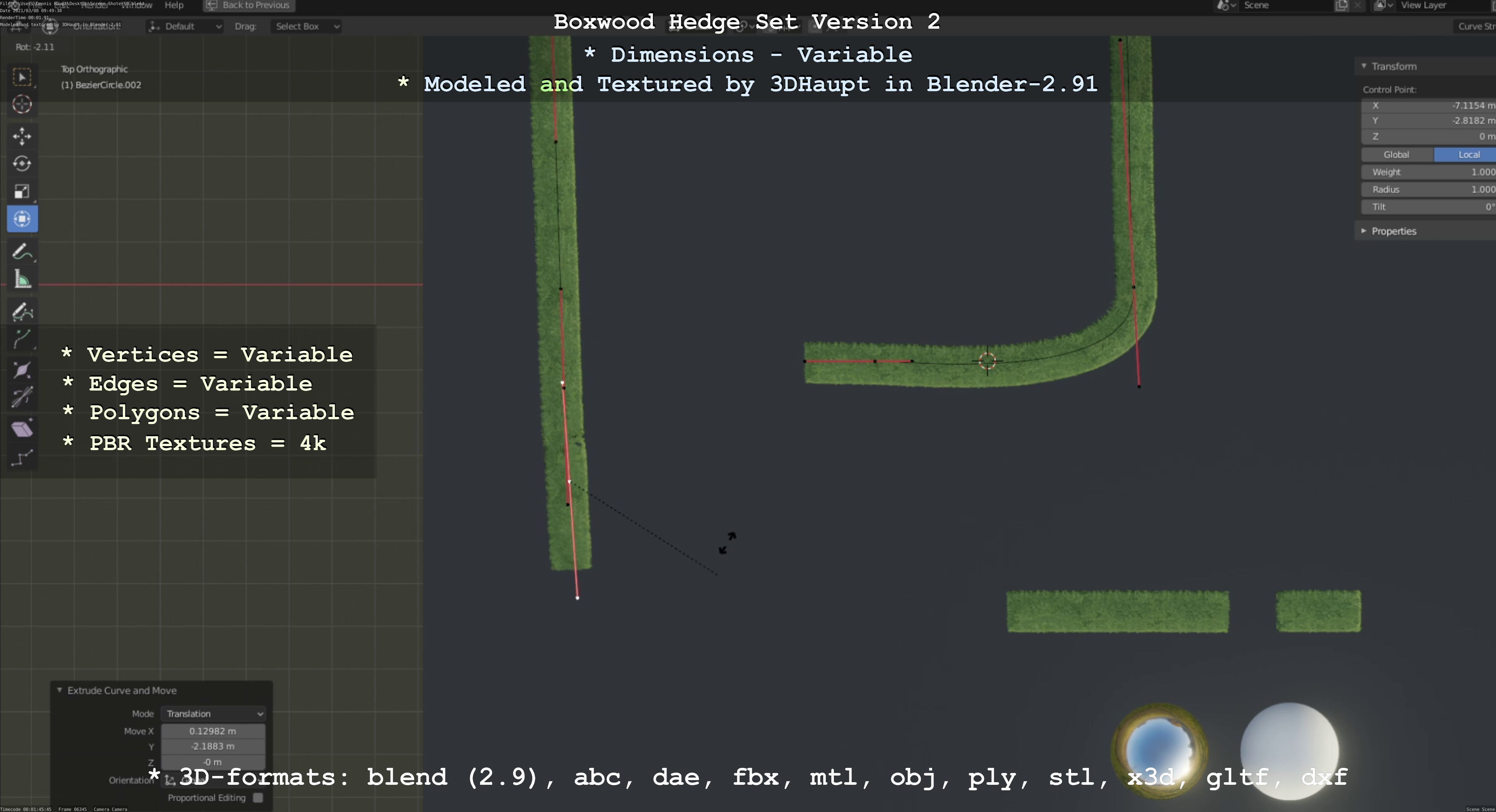 Low-Poly Boxwood Hedge Version 2 Low-poly 3D model_84