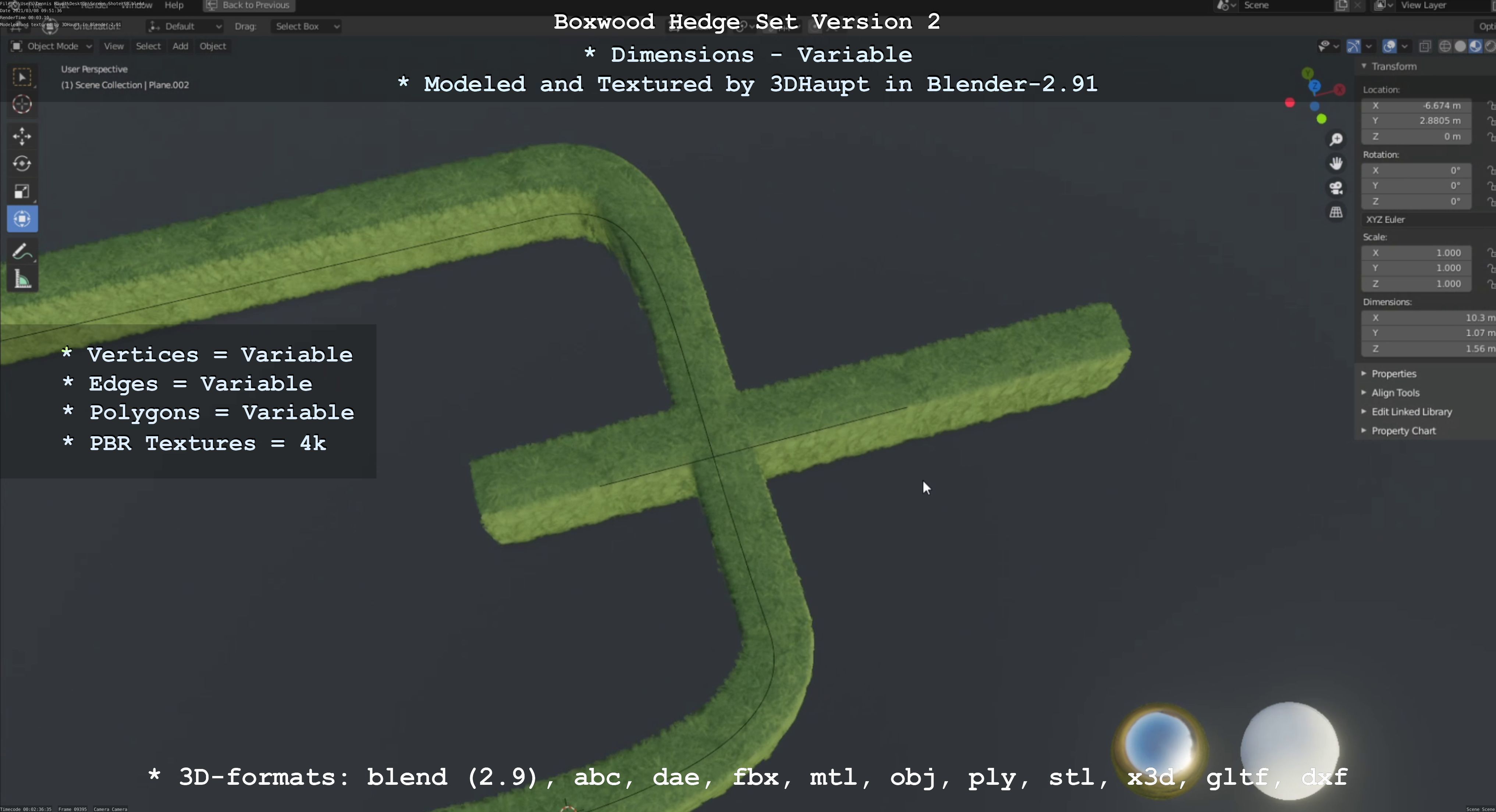 Low-Poly Boxwood Hedge Version 2 Low-poly 3D model_72