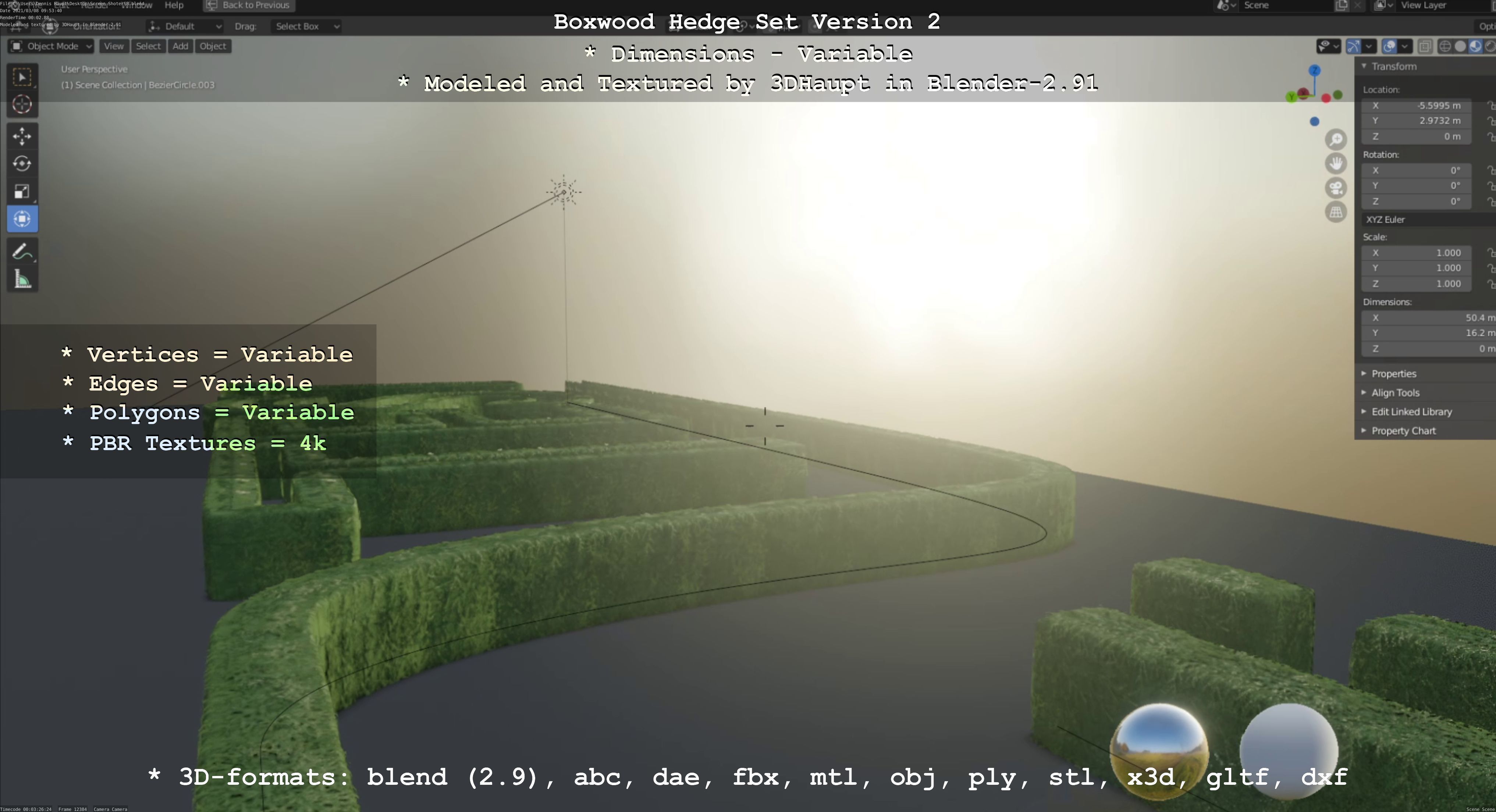 Low-Poly Boxwood Hedge Version 2 Low-poly 3D model_90