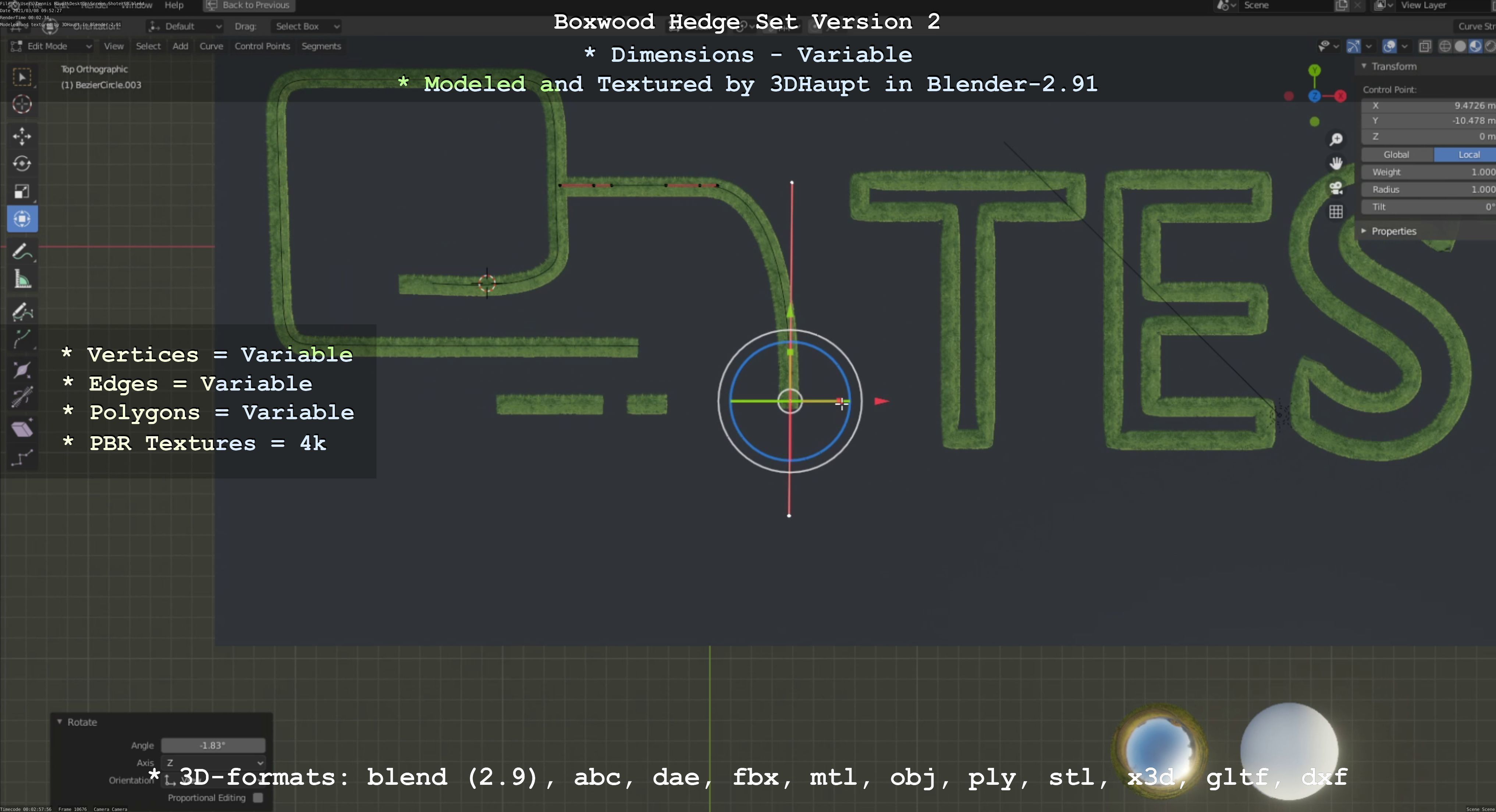 Low-Poly Boxwood Hedge Version 2 Low-poly 3D model_93