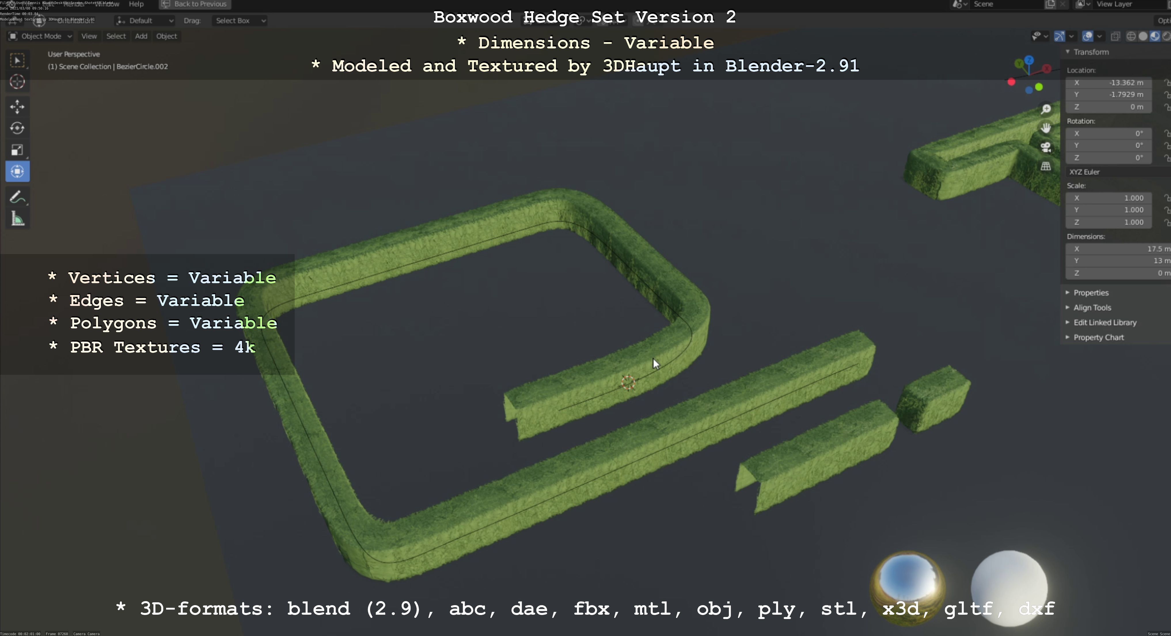 Low-Poly Boxwood Hedge Version 2 Low-poly 3D model_38