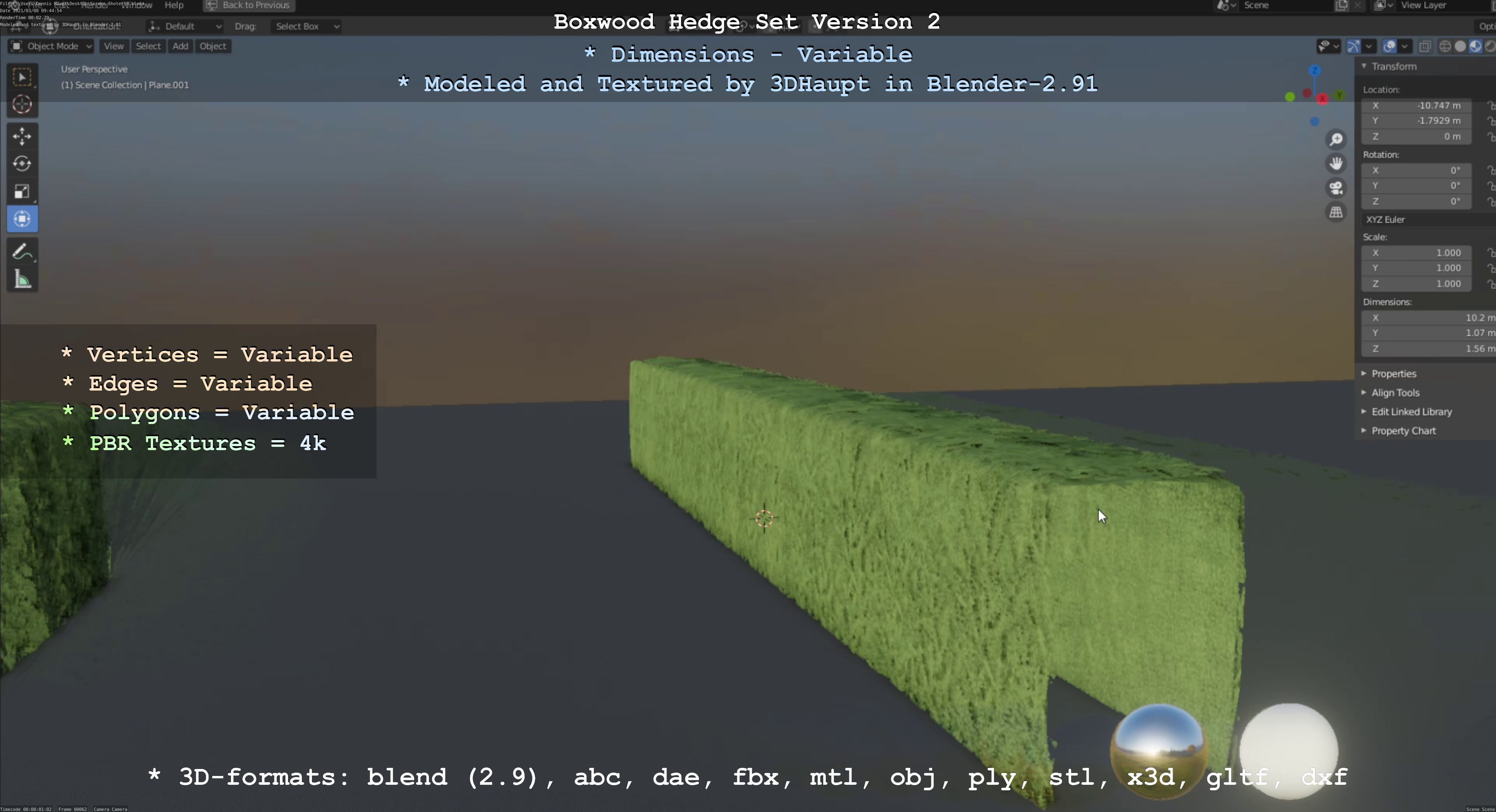 Low-Poly Boxwood Hedge Version 2 Low-poly 3D model_23
