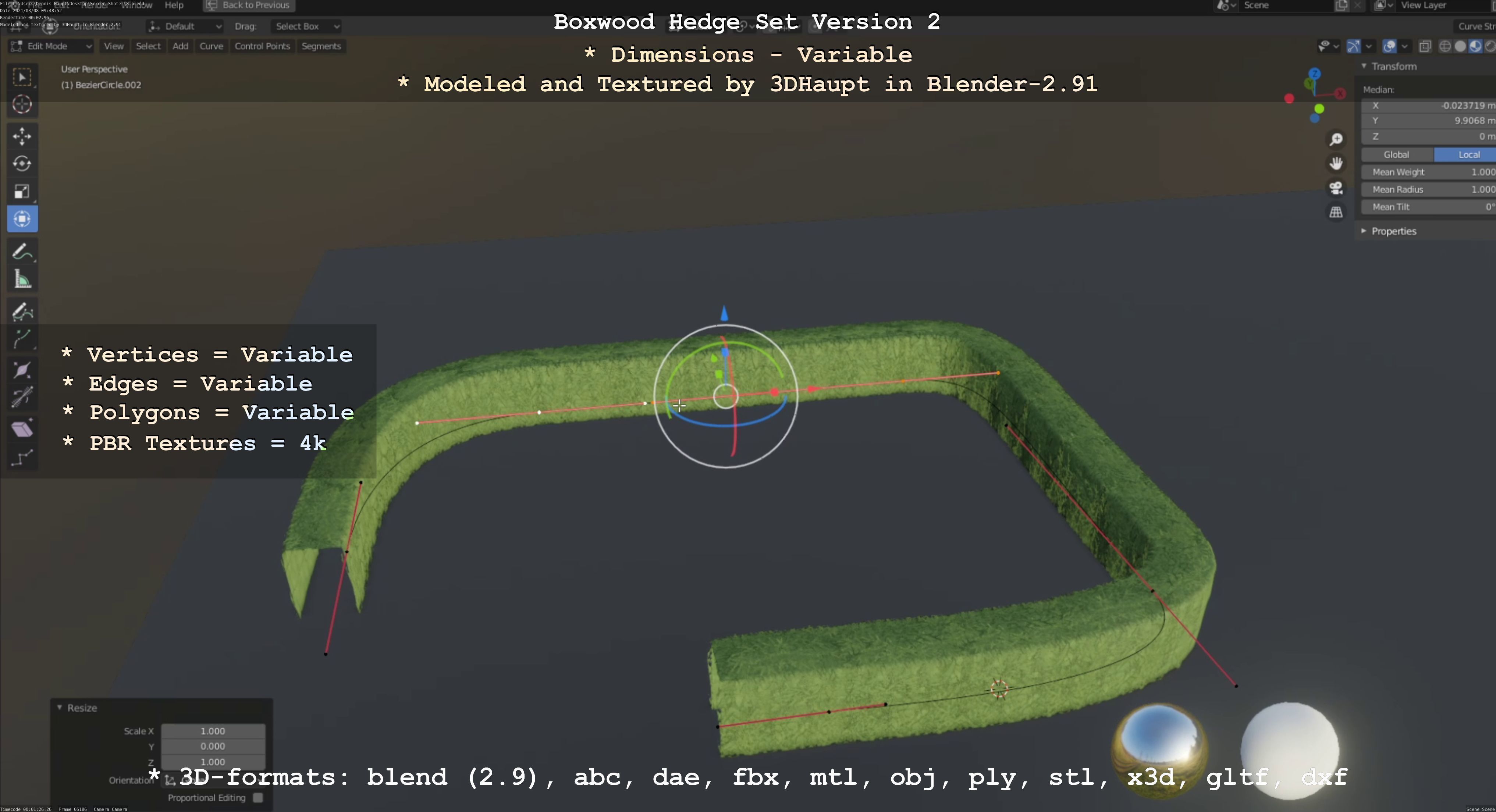 Low-Poly Boxwood Hedge Version 2 Low-poly 3D model_119