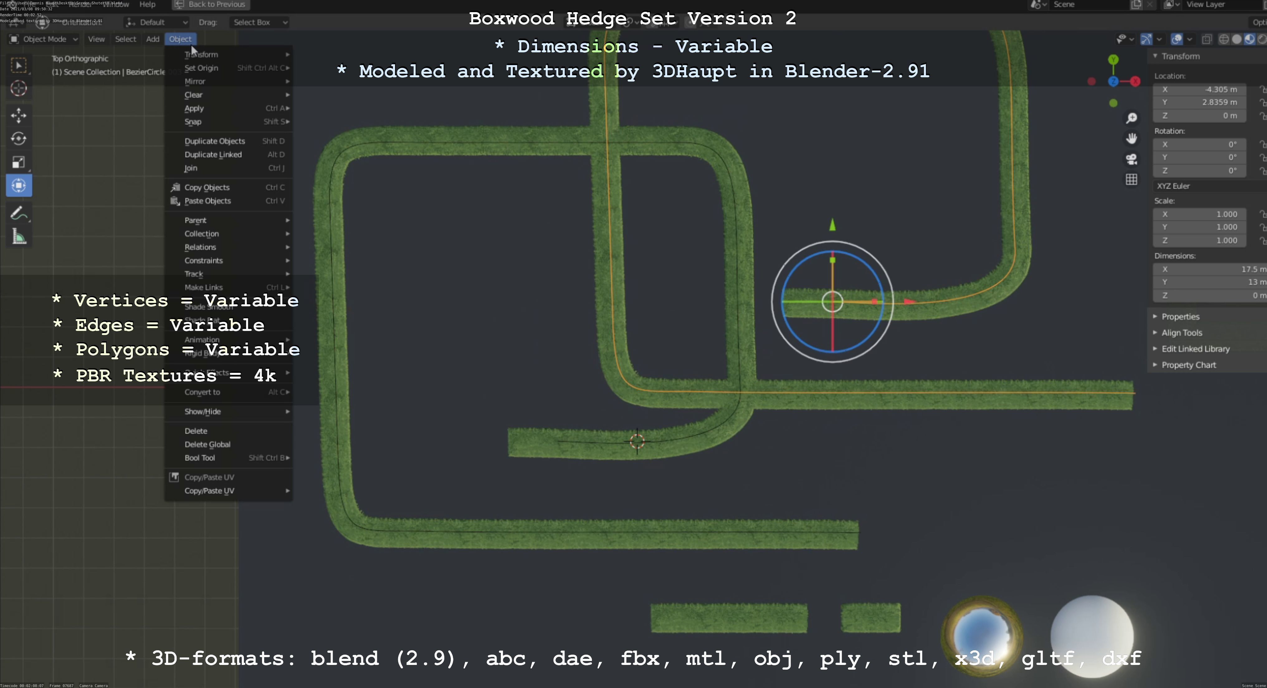 Low-Poly Boxwood Hedge Version 2 Low-poly 3D model_112