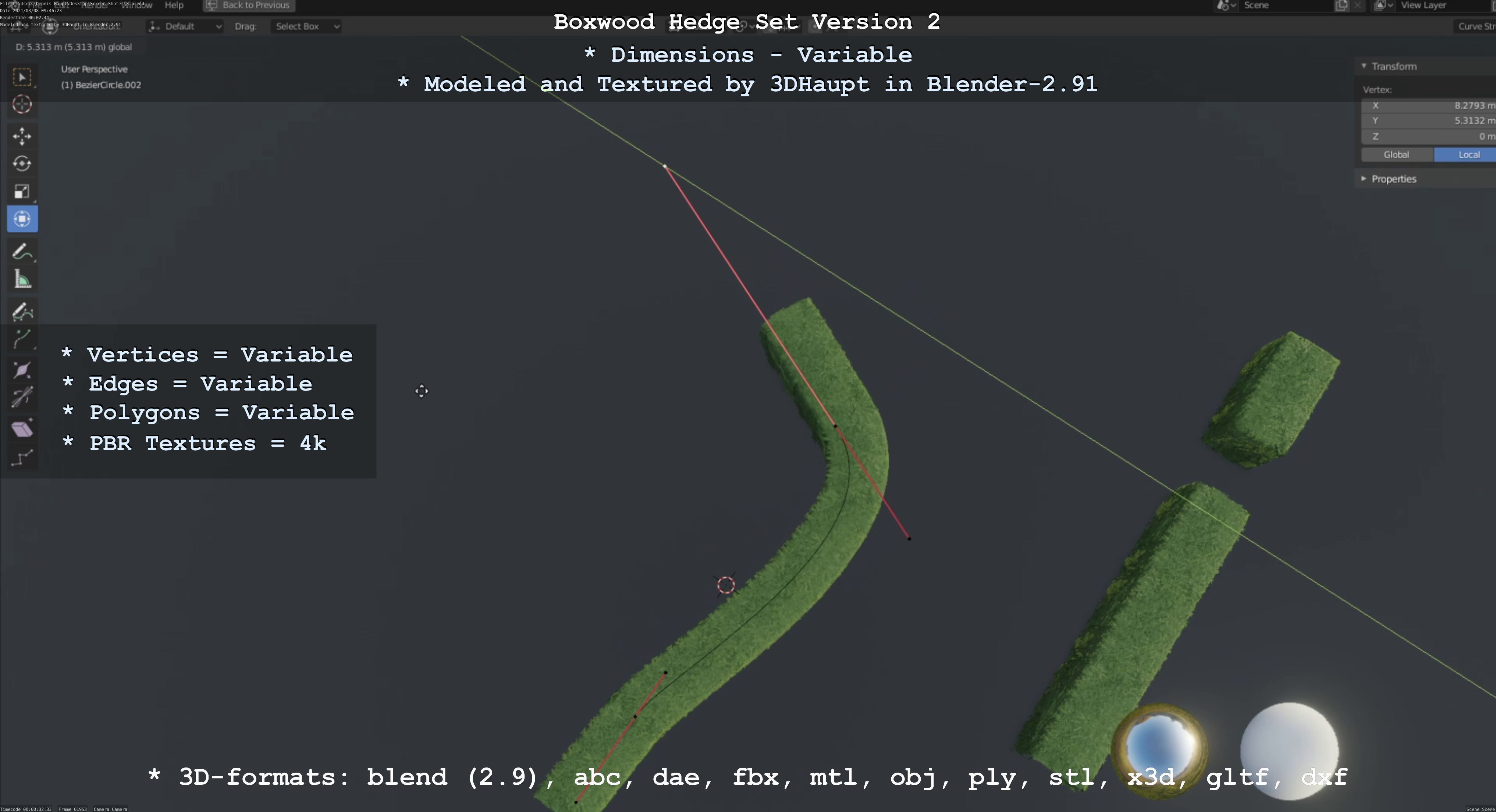 Low-Poly Boxwood Hedge Version 2 Low-poly 3D model_83