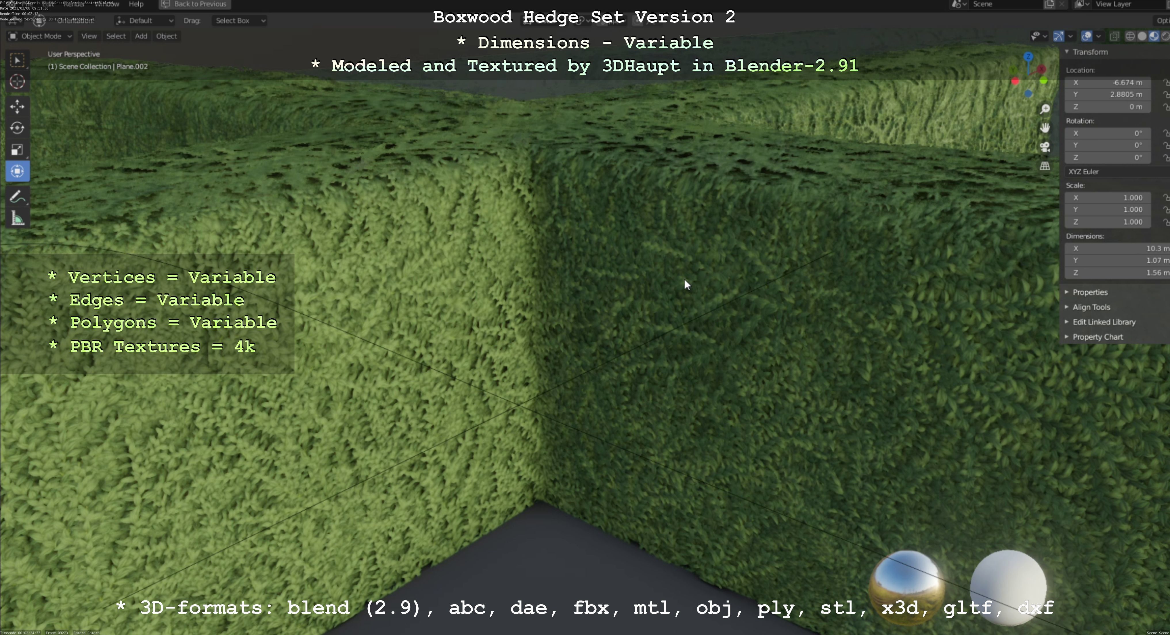Low-Poly Boxwood Hedge Version 2 Low-poly 3D model_4