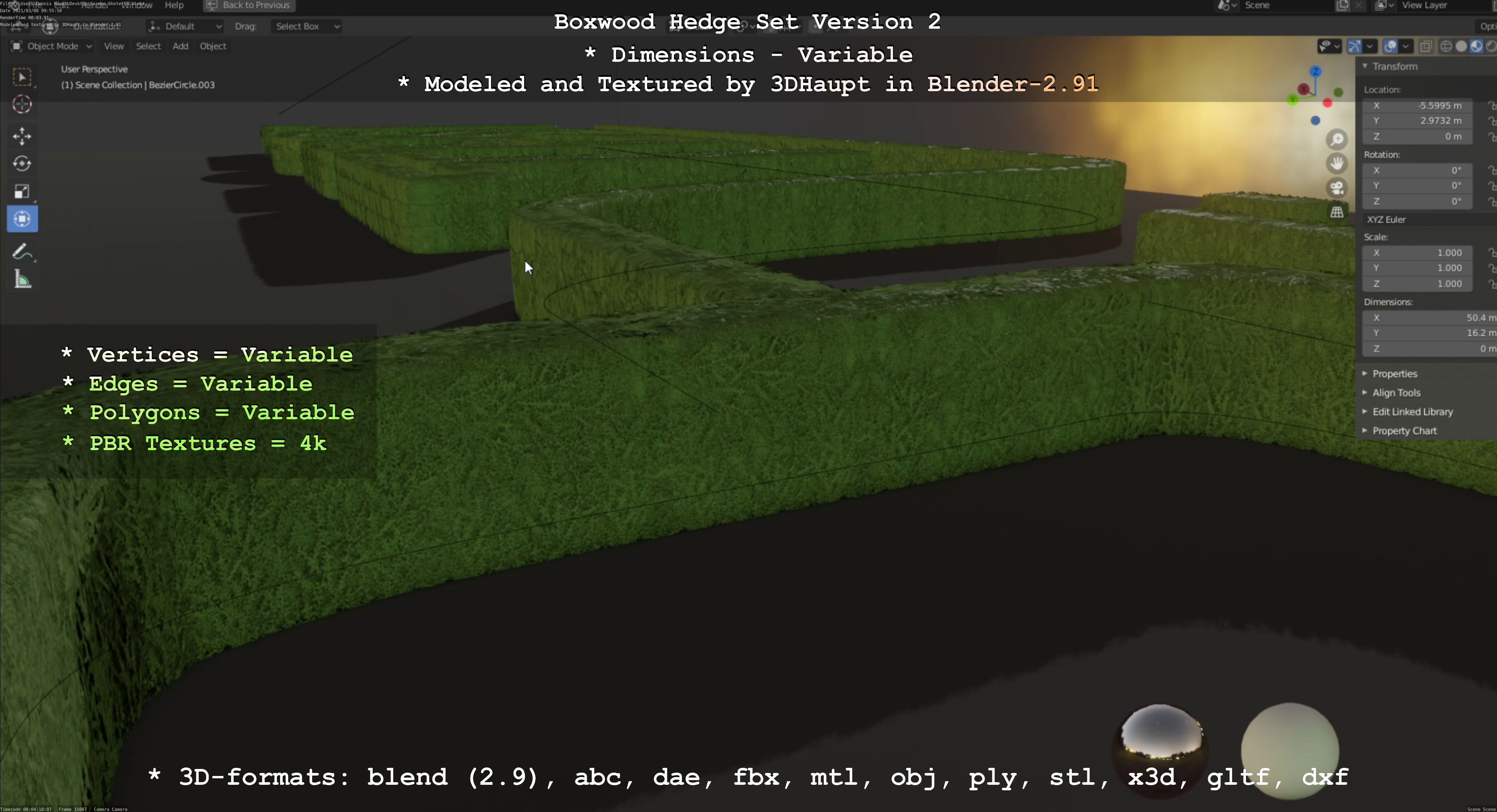 Low-Poly Boxwood Hedge Version 2 Low-poly 3D model_78