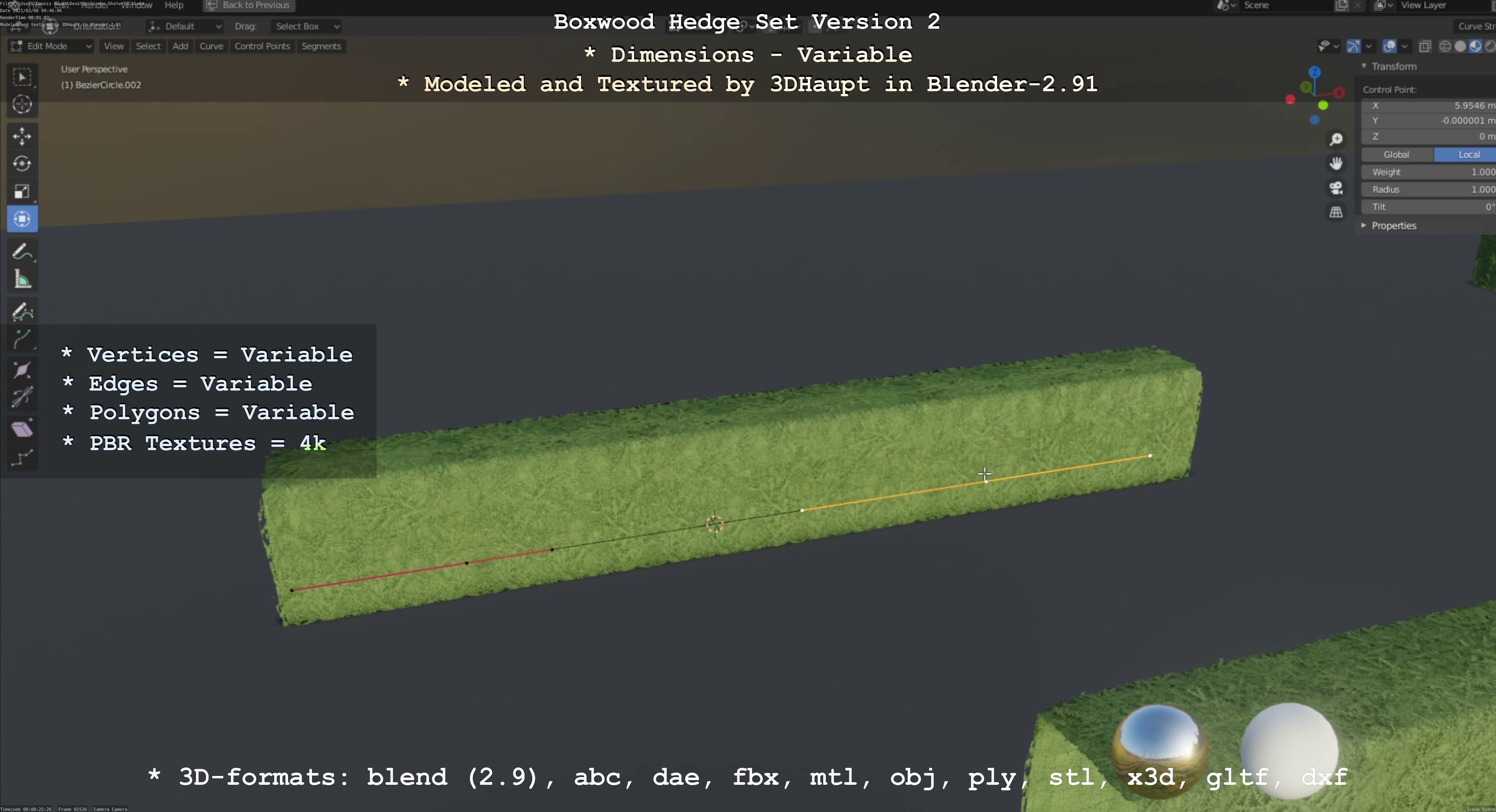 Low-Poly Boxwood Hedge Version 2 Low-poly 3D model_87