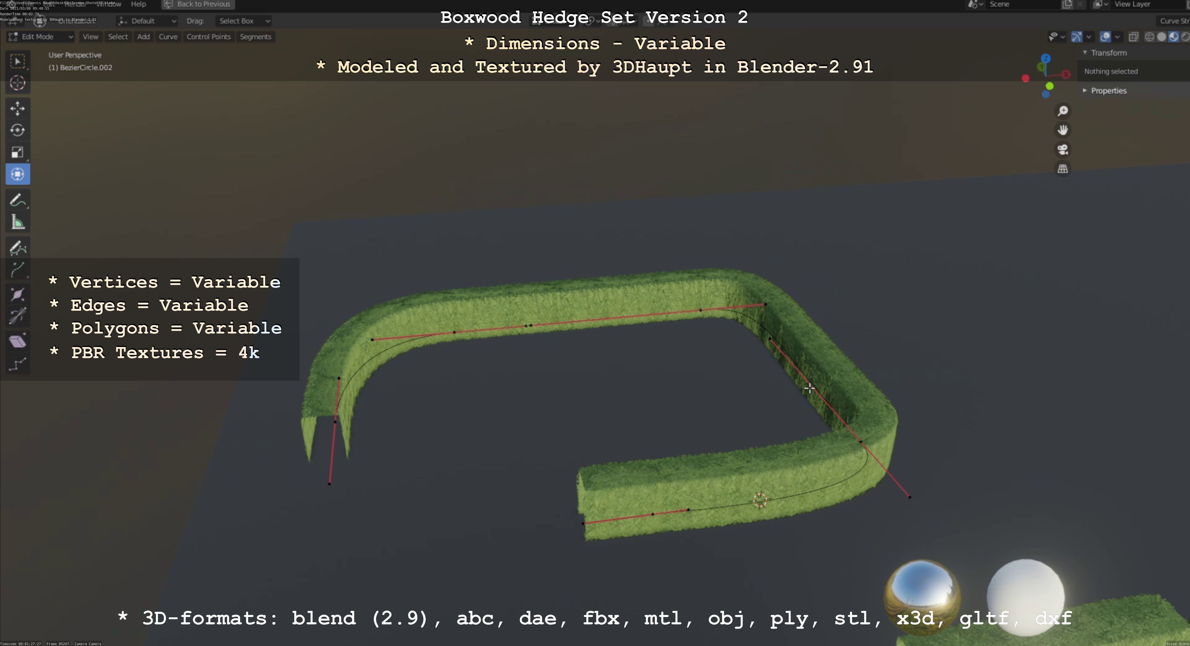 Low-Poly Boxwood Hedge Version 2 Low-poly 3D model_125