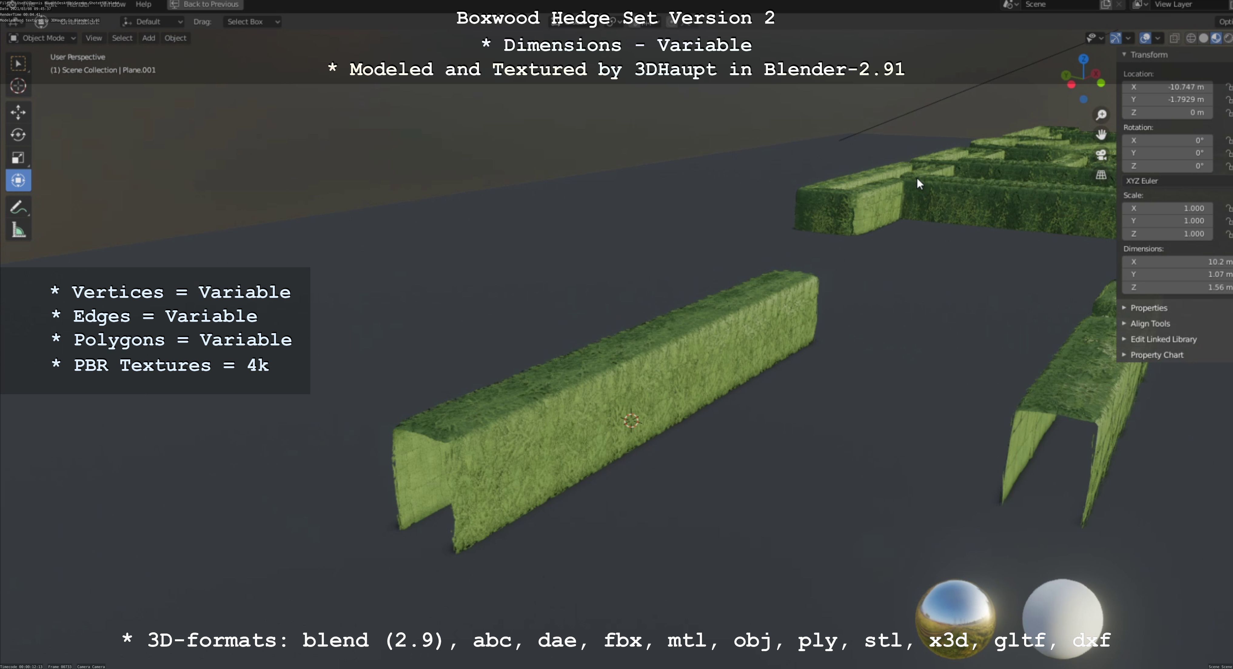 Low-Poly Boxwood Hedge Version 2 Low-poly 3D model_101