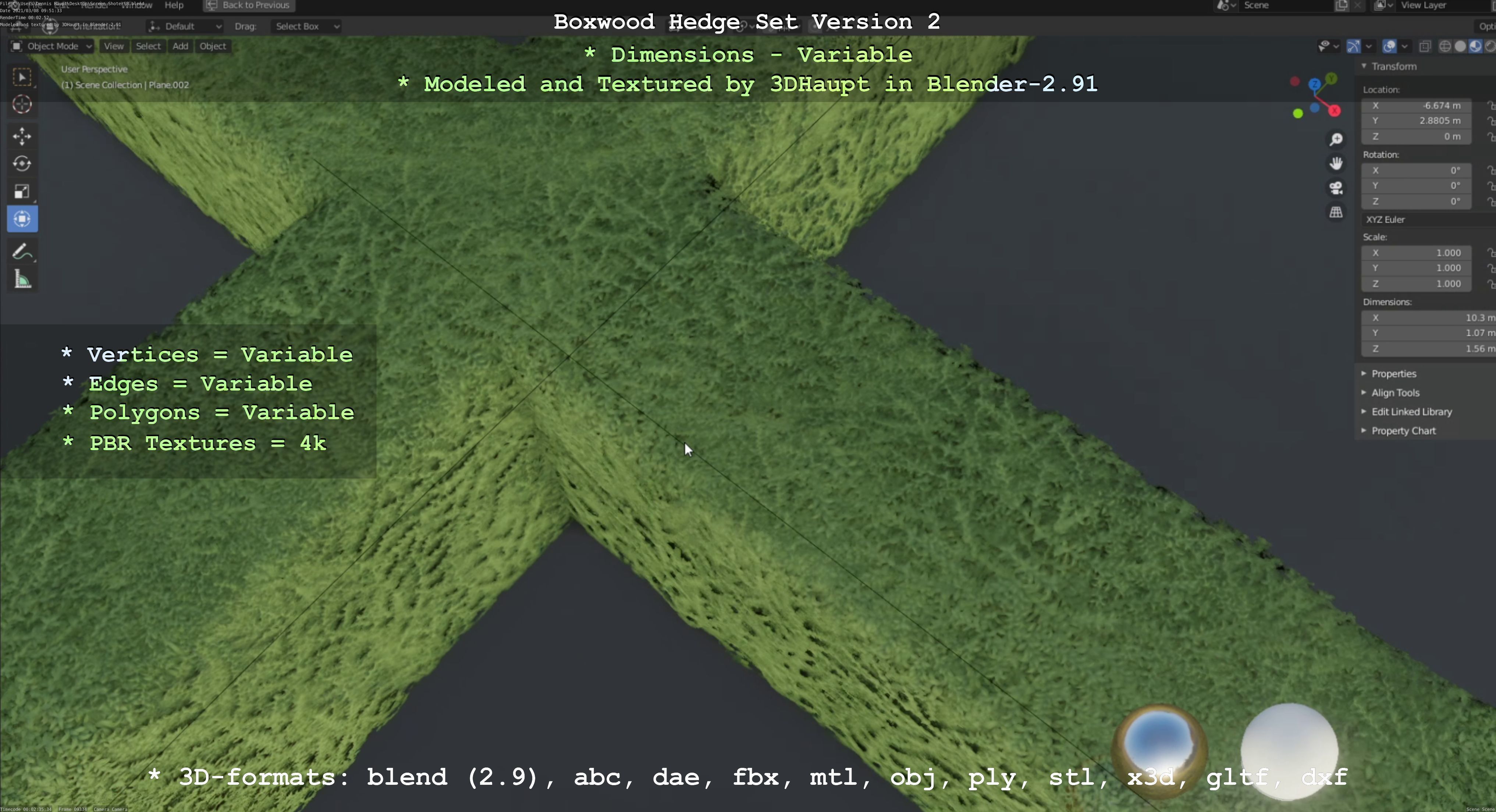 Low-Poly Boxwood Hedge Version 2 Low-poly 3D model_10